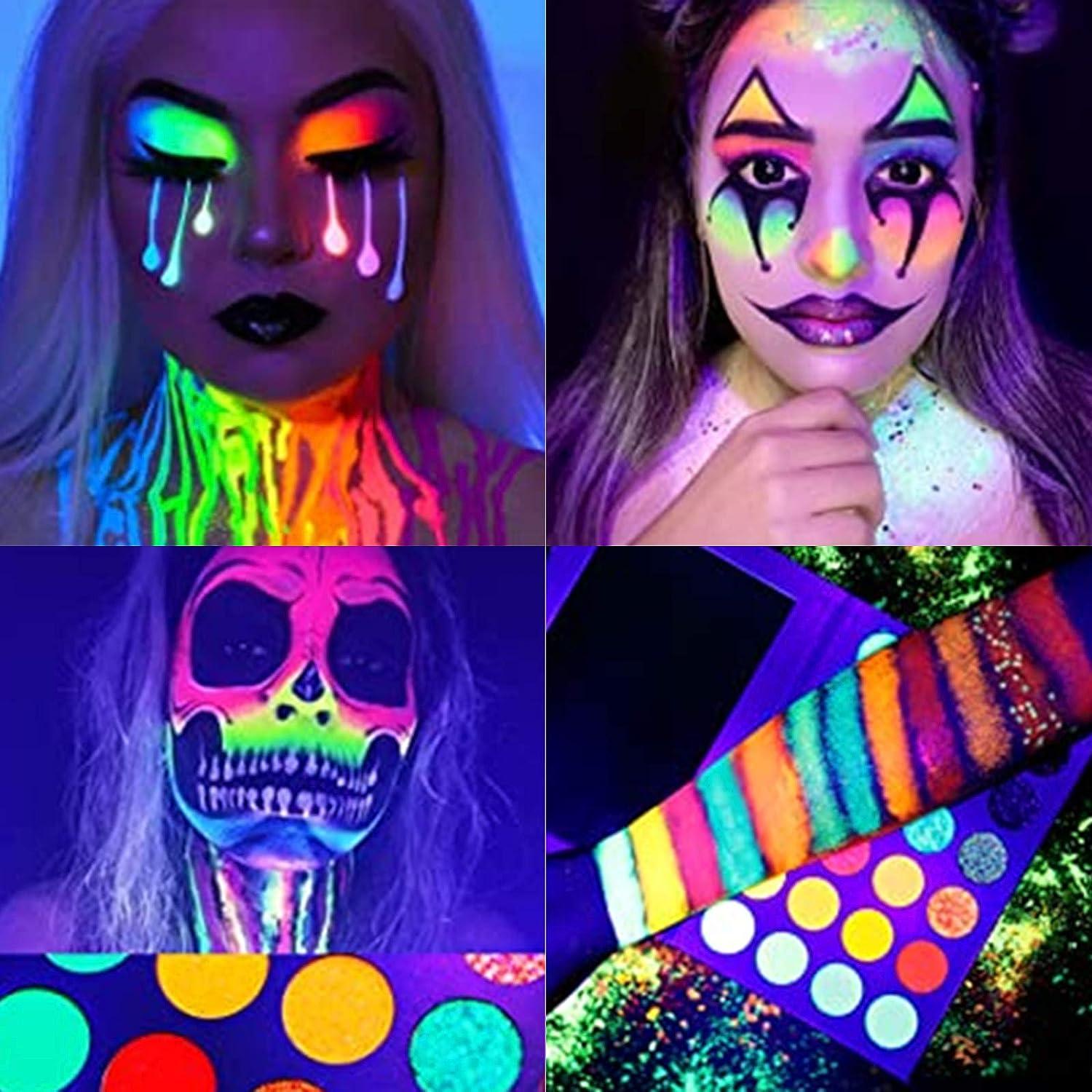 2x Glow In The Dark Cream Makeup Kit Halloween Theater Stage Show Make Up ~  NEW