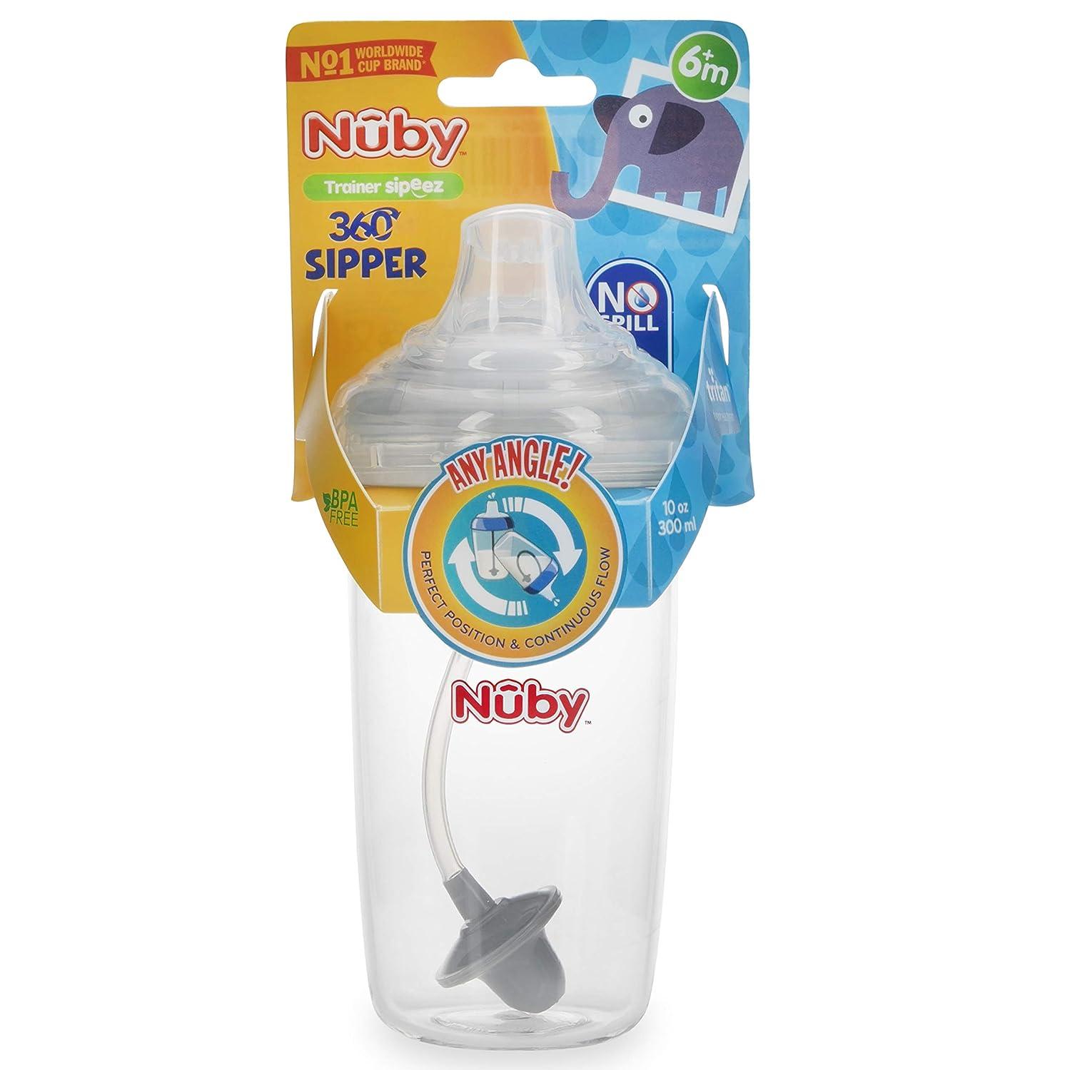 Nuby No Spill 360 Weighted Straw Grip N' Sip Tritan Cup with Hygienic  Cover, 8 Oz