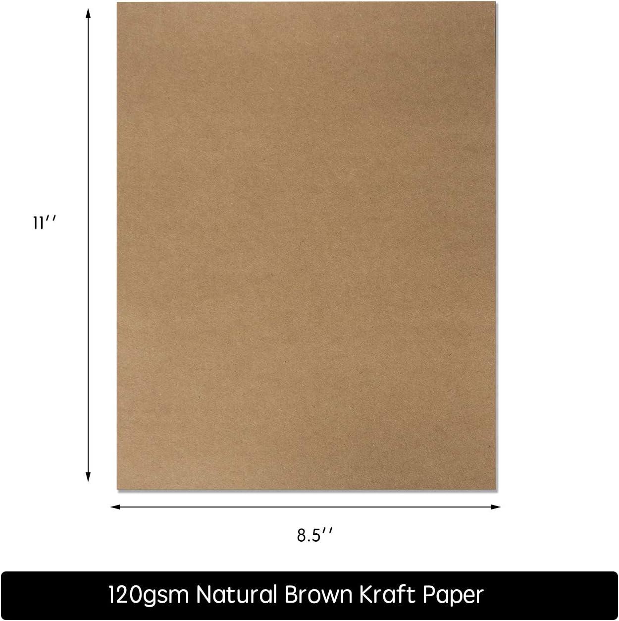120 Pack Kraft Paper - Brown Stationery Paper- Brown Craft Paper for Arts and Craft, Drawing, D.I.Y. Projects - Letter Size Kraft Paper - Laser & Ink