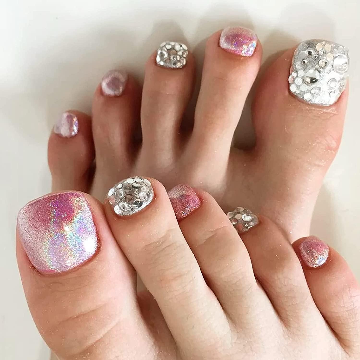 JSRQT False Nail for Toes Natural Fake Toe Nail Art Tips Acrylic Toe N –  EveryMarket