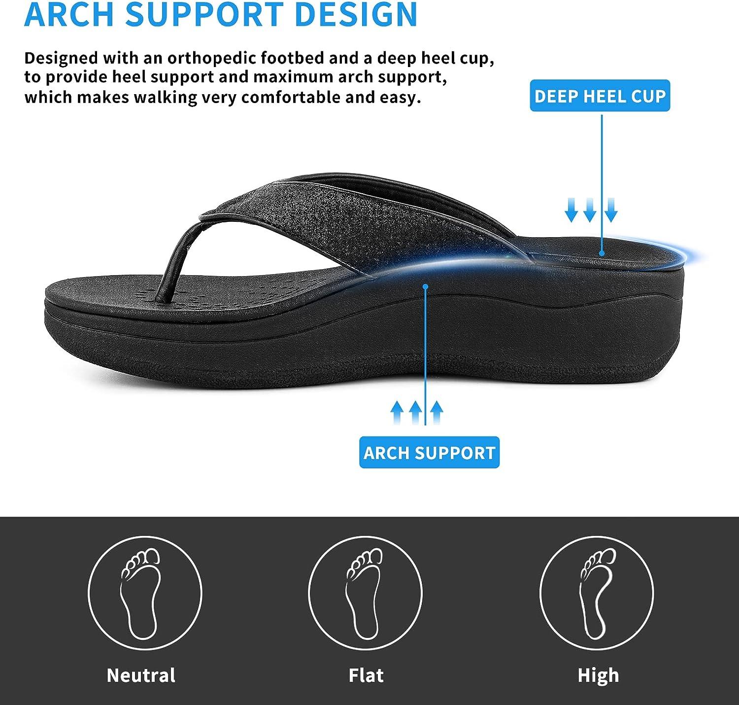 Women's Platform Flip Flop with Arch Support Orthotic Flip Flops for Women  Plantar Fasciitis Sandals for Flat Feet Comfort Thong Style Sandals by  ERGOfoot 10