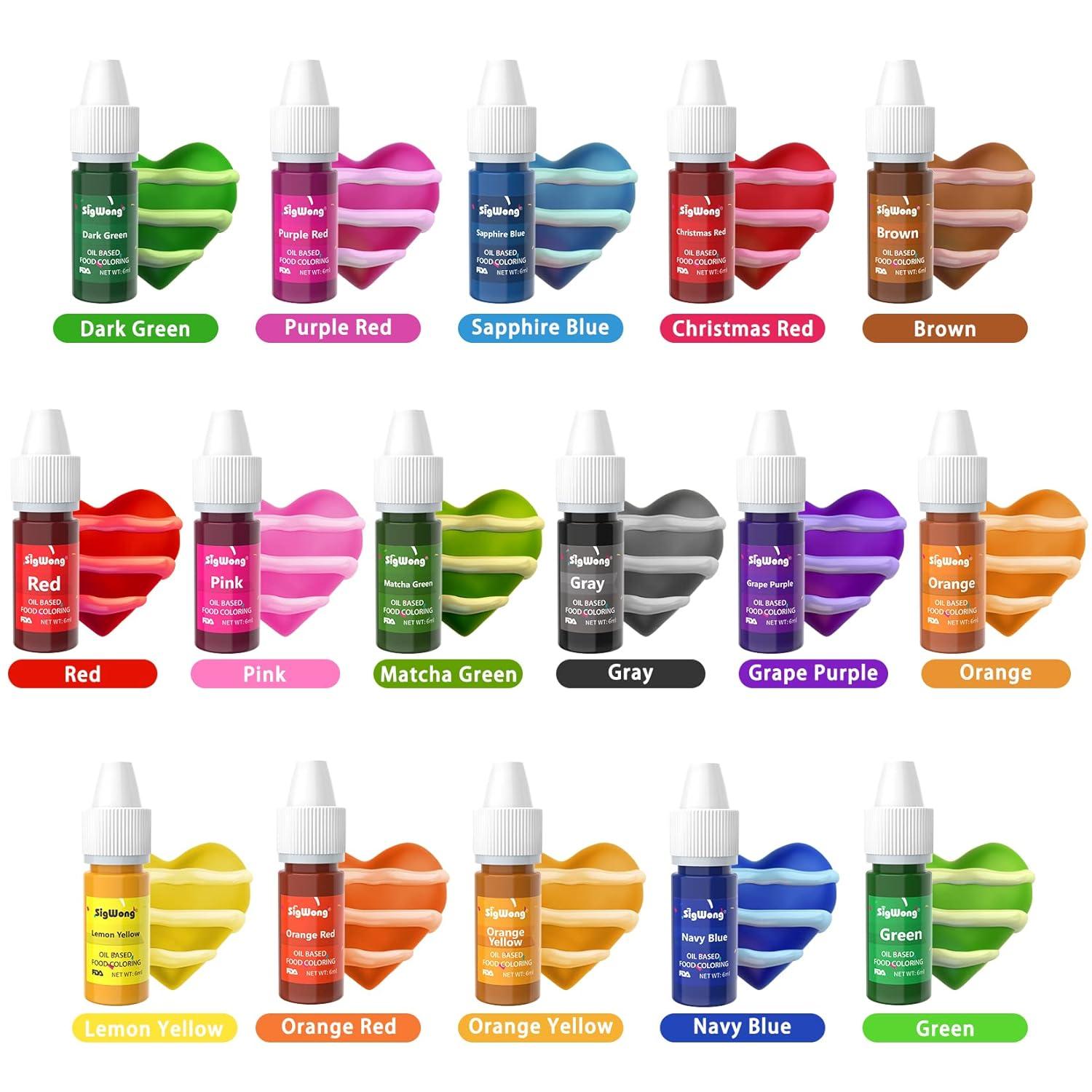 Oil Based Food Coloring for Chocolate - 16 Colors Upgraded Edible Food Dye  Coloring for Cake Decorating Baking Cake Color Cookie Icing Frosting  Fondant Meringues - 0.21 Fl.Oz Bottles 0.20 Fl Oz (Pack of 16)