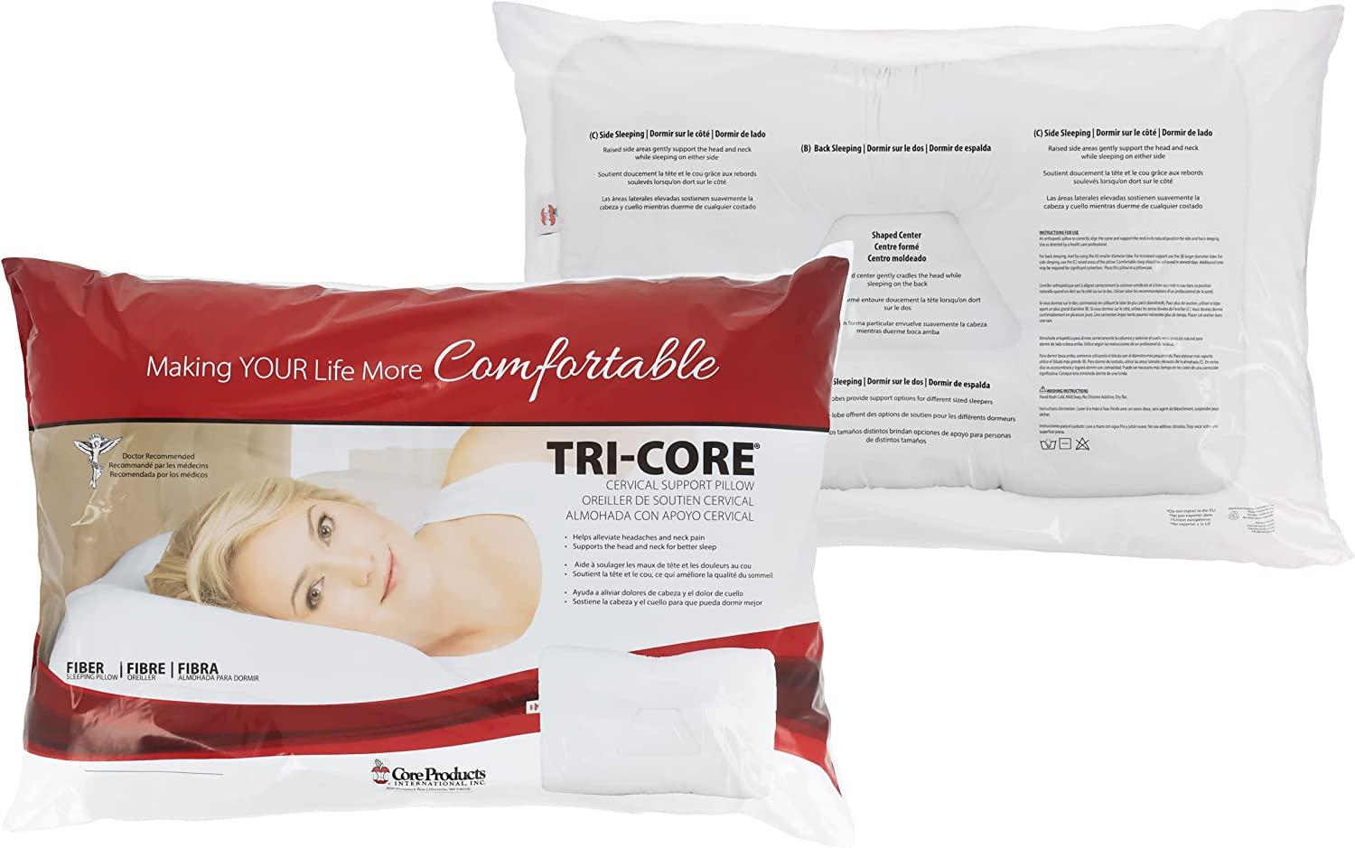 Core Products D-Core Cervical Spine Support Pillow- Ease Neck Spasms,  Tension & Headaches- Midsize Firm