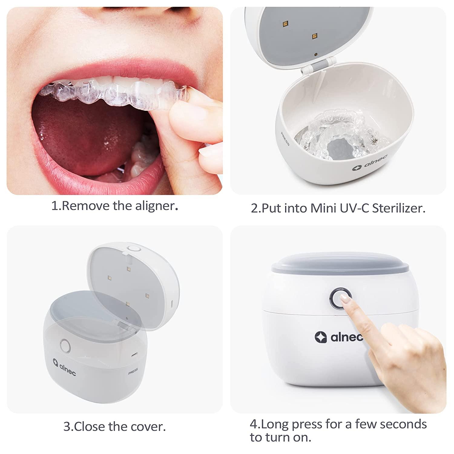 Ultrasonic Cleaner and UV Light Sanitizer, Denture Case, Night