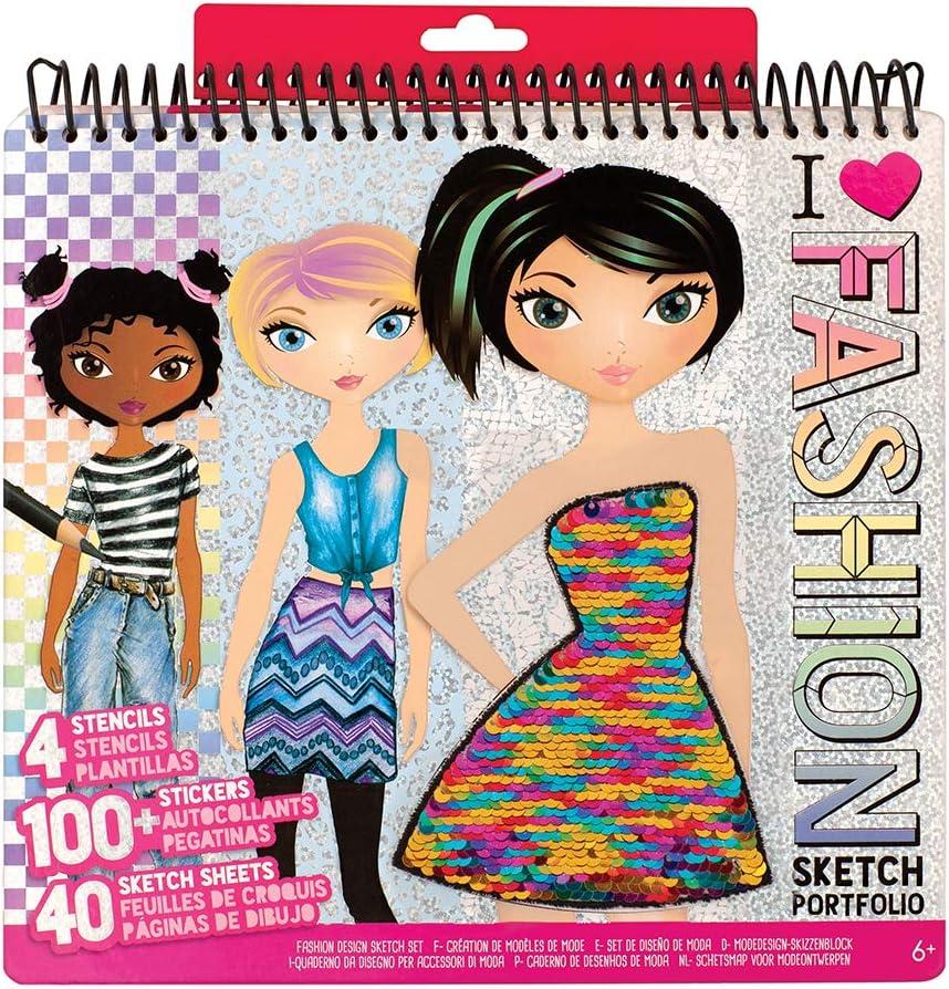 Fashion Angels Fashion Design Sketch Portfolio (11451) Full Size Sketch  Book, Fashion Coloring for Kids,Brown/A & Make-up & Hair Design Sketch  Portfolio