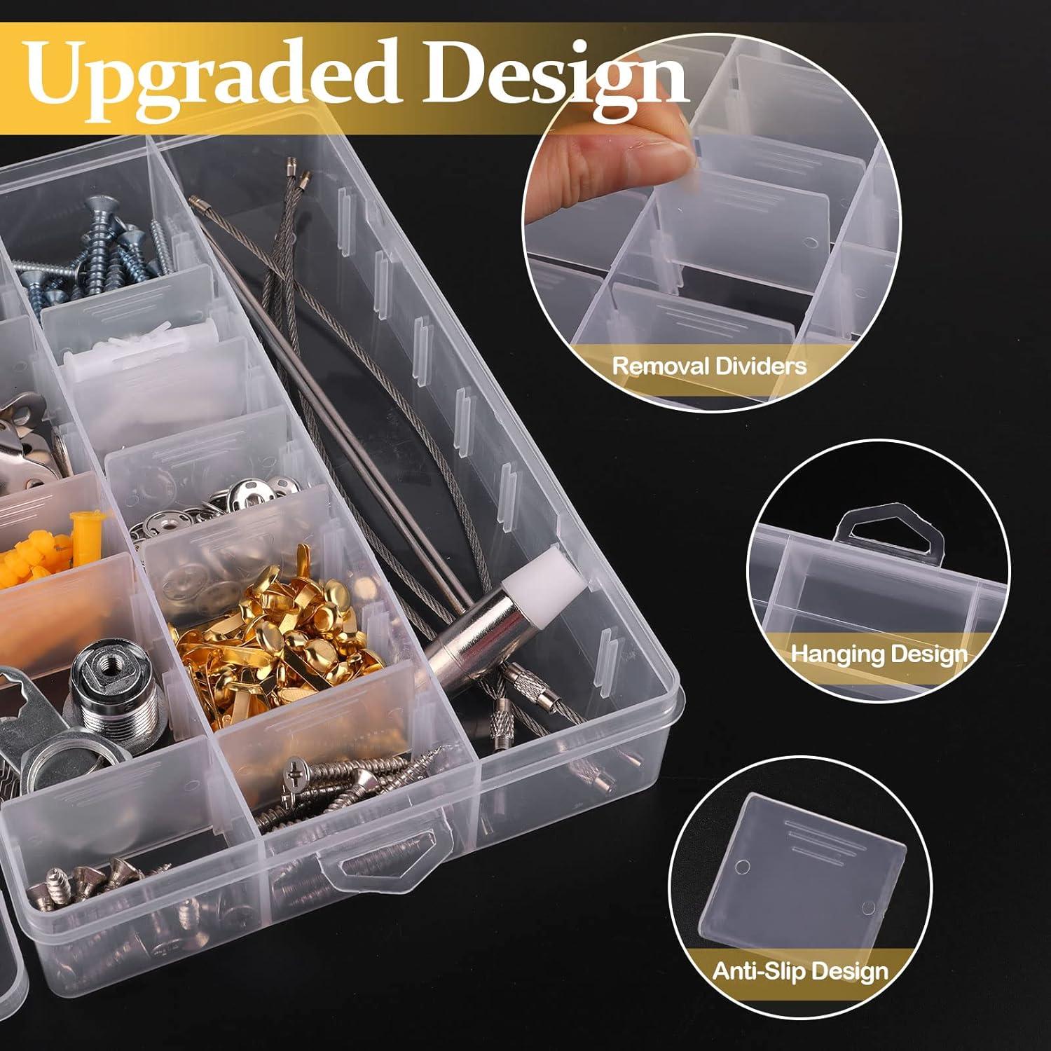 Transparent Plastic Storage Box 8 Grids Portable Organizer Box with  Adjustable Dividers Clear Crafts and Jewelry Storage Box for Beads Earring