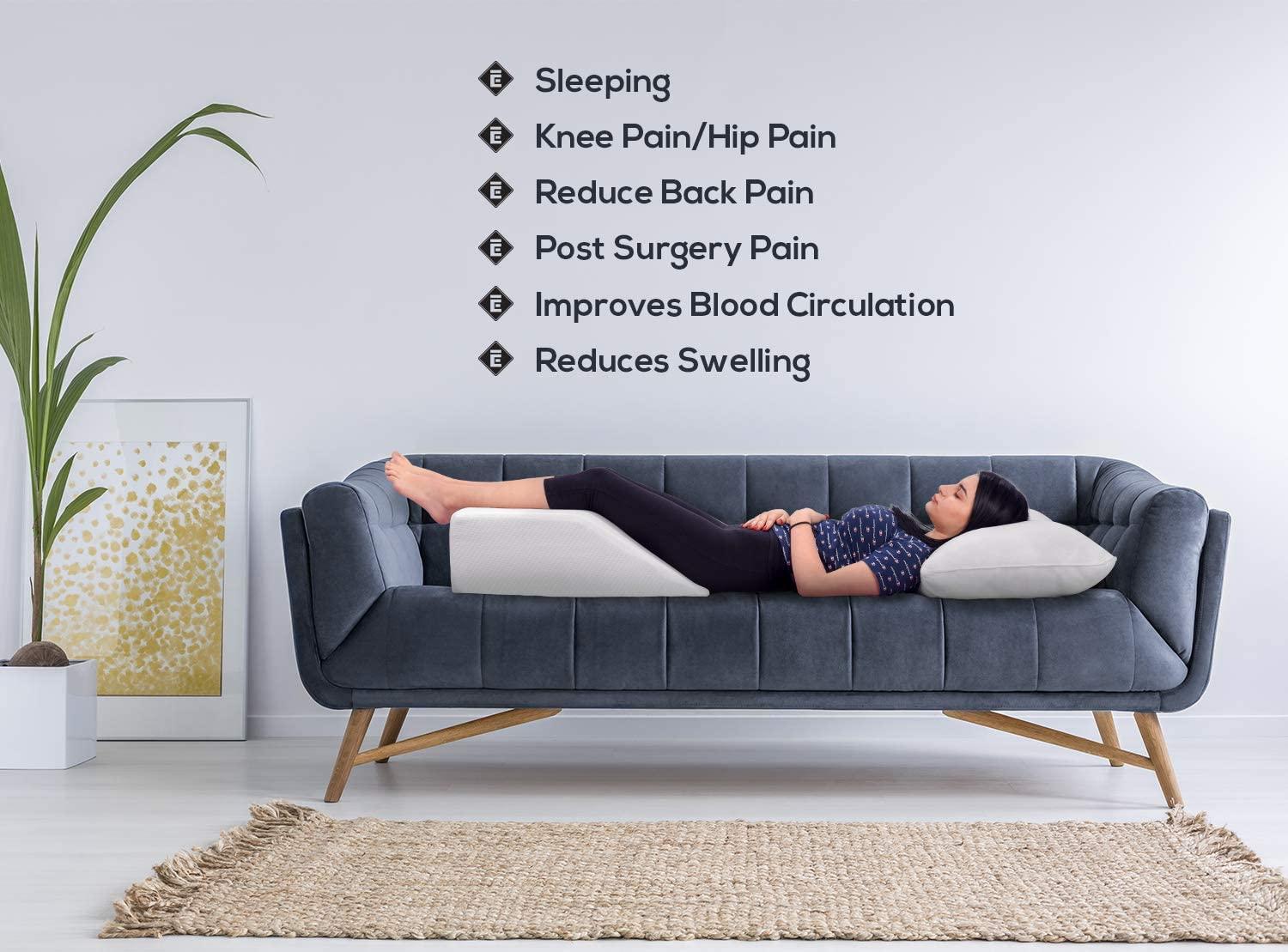 Leg Elevation Memory Foam Pillow with Removeable, Washable Cover - Elevated  Pillows for Sleeping, Blood Circulation, Leg