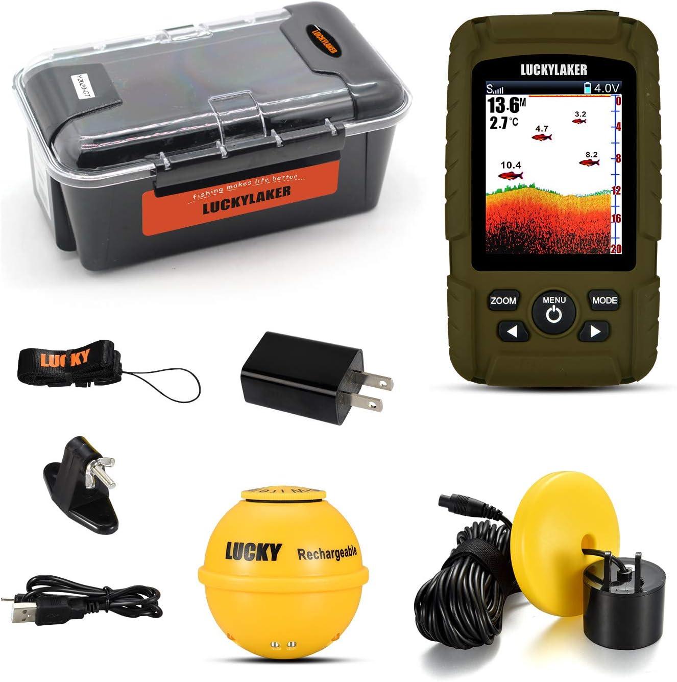 LUCKY Wireless Handheld Fish Finders Boat Wired Transducer Fishing