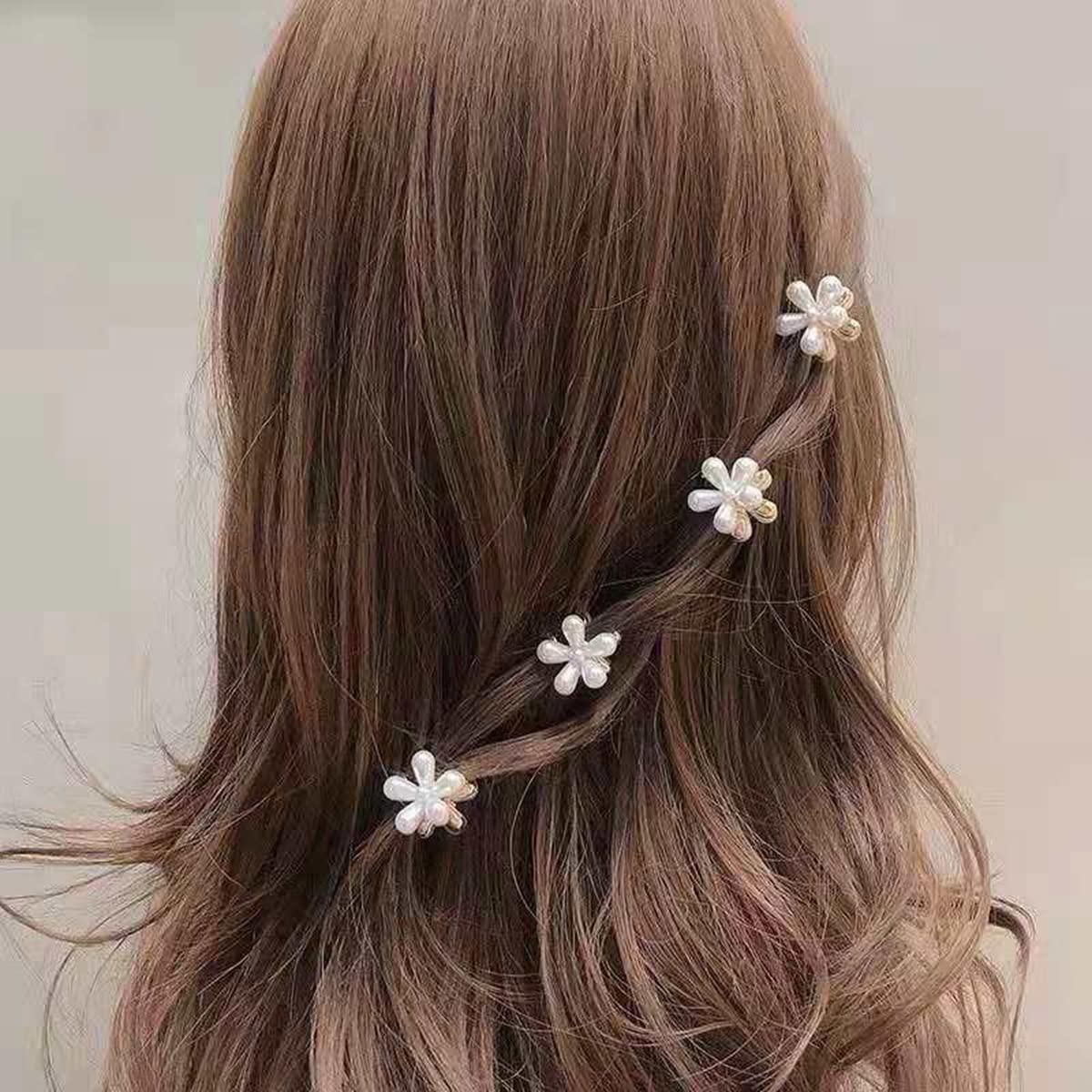 Mini Pearl Hair Tiny Clips Cute Little Daisy Hair Claws Korean Hairpin Hair  Barrette Bridesmaid Flower Girl Accessory Mini Elegant Side Clip 