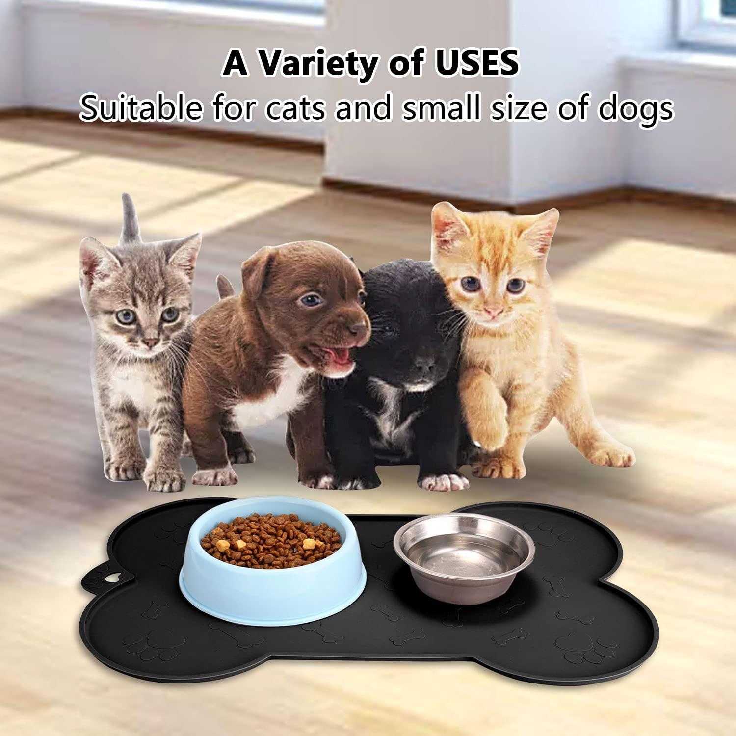  Dog Cat Food Mat Dog Feeding Mat for Food and Water 23.6  *15.7 Silicone Dog Dish Mats for Floors Waterproof Slip Pet Food Mat with  Raised Edges to Prevent Food and