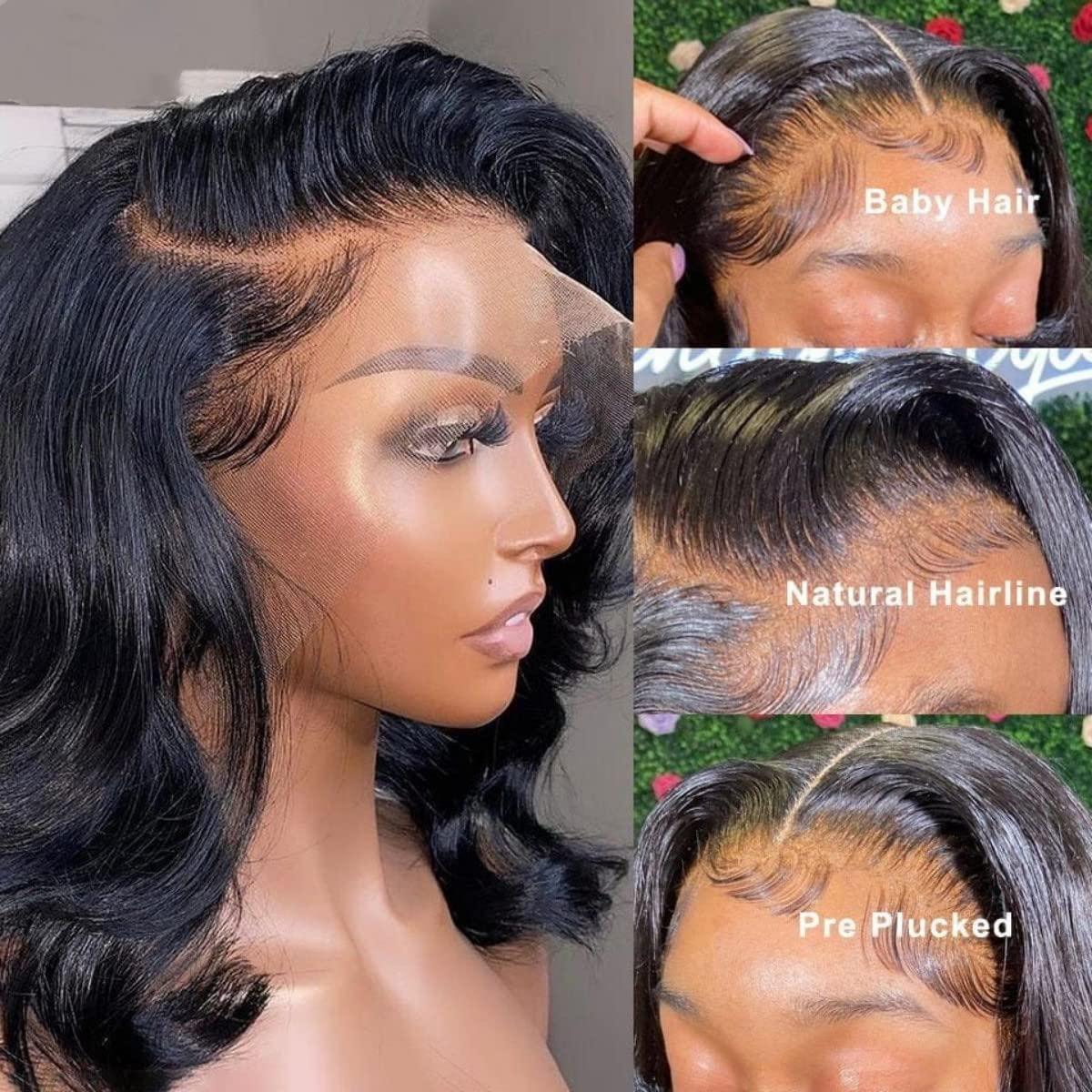 Pre Plucked Hairline Brazilian Virgin Straight Hair Lace Closure Wig Middle  Part 4X4 13X4 Lace Front 12inch Human Hair Bob Wigs - China Lace Front  Human Hair Wig and Human Hair price