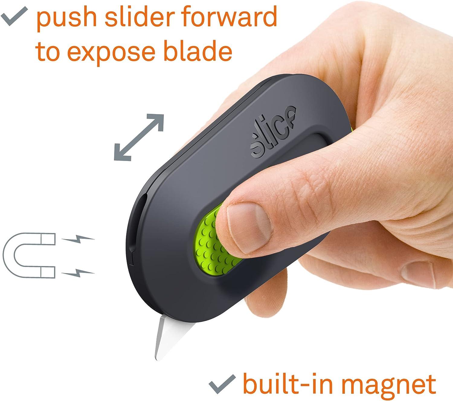  Slice 10514 Mini Box Cutter, Package and Box Opener, Safe  Ceramic Blade Retracts Automatically, Stays Sharp Up to 11x Longer, Right  or Left Handed, Keychain, Magnetic, Pack of 1 : Office Products