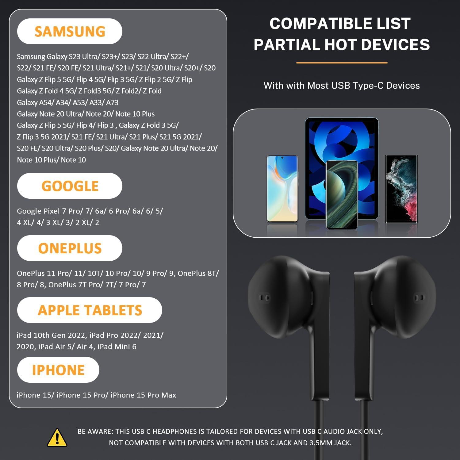 For Apple iPhone 15 15 Pro Max 15 Plus USB C Headphones Earphones Wired  Earbuds