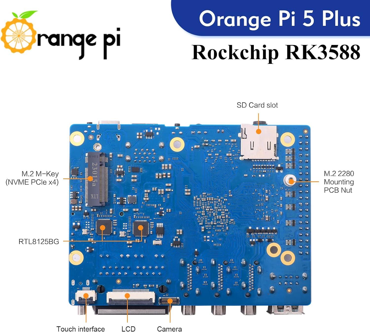 5 Plus 16GB Rockchip RK3588 8 Core 64 Bit Single Board Computer, 2.4GHz  Frequency Open Source Development Board Run Orange Pi OS, Android, Debian