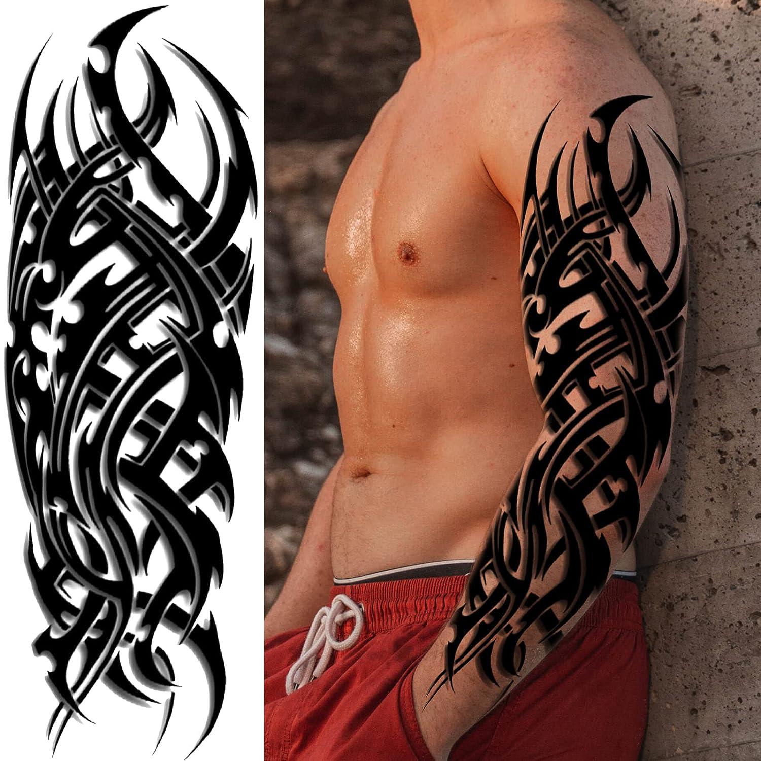 Temporary Tattoo Sleeve Transfer - Full Arm Tribal Waterproof Fake