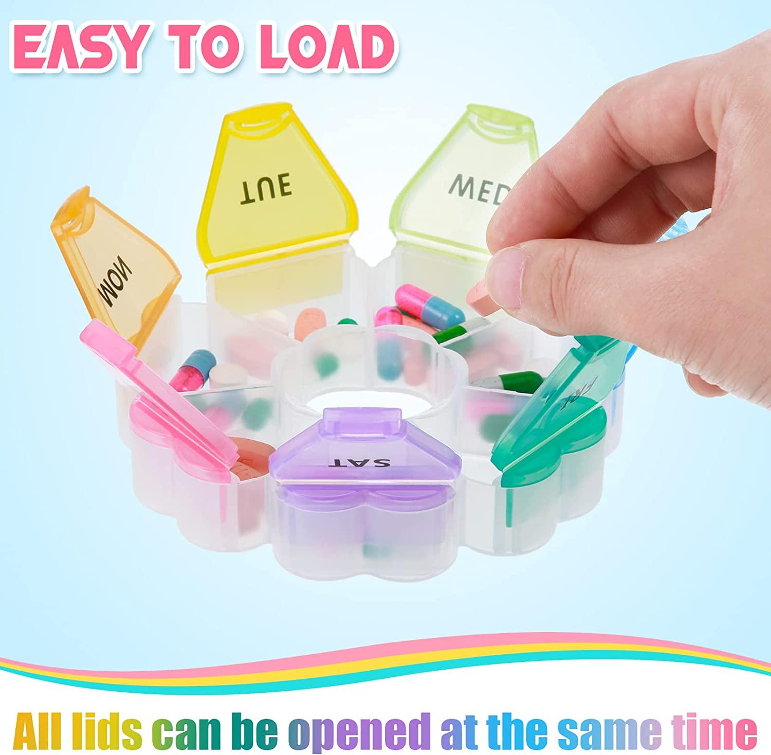 Travel Weekly Pill Organizer, Colorwing Stylish Pretty Pill Box 7 Day, Cute  Daily Pill Case Holder to Medication, Supplements, Tablets, Great for