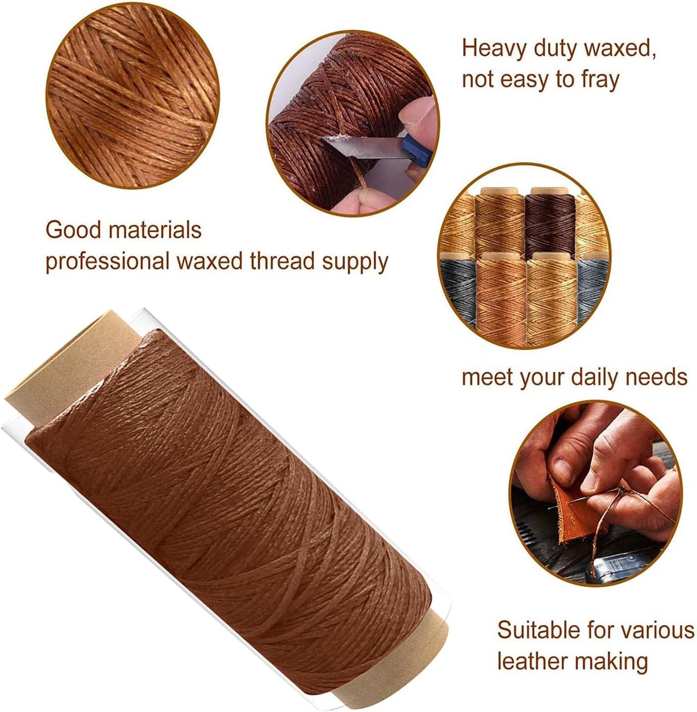 Copper Handle Sewing Awl Kit Leather Sewing Kit with 30M Waxed Thread or  Leather