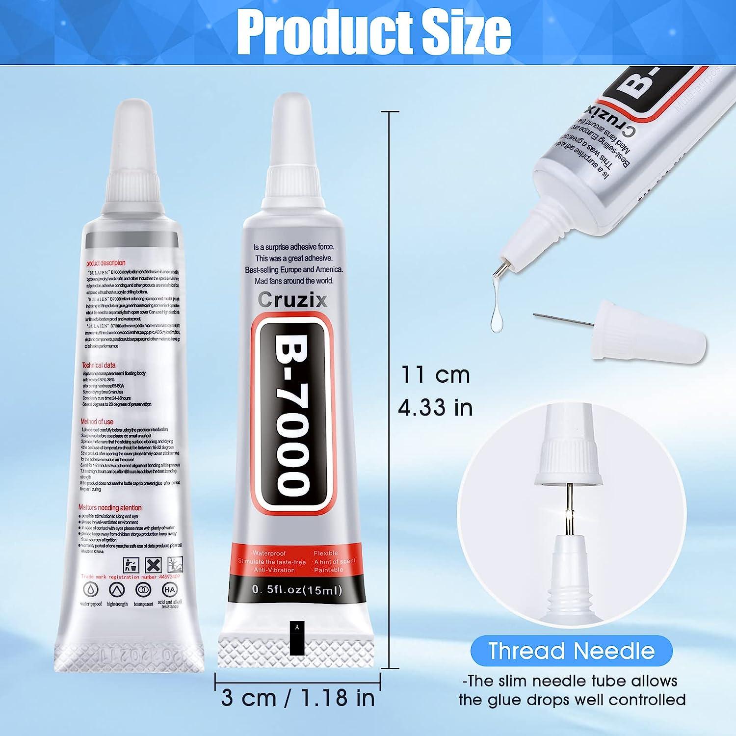 B-7000 Glue Clear for Rhinestone Crafts, Jewelry and Bead Adhesive B7000  Semi Fluid High Viscosity Glues for Clothes Shoes Fabric Cell Phones Screen  Repair Metal Stone Nail Art Glass (4x15 ml/0.5 oz)