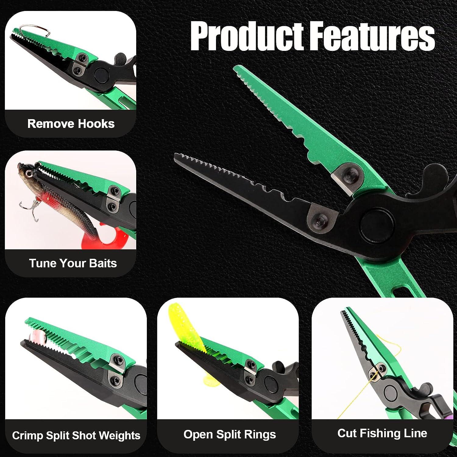 mouhike Fishing Pliers Long Nose Stainless Steel Fish Hook Remover Braid  Cutters Split Ring Pliers with Lanyard Fish Holder Ice Fly Fishing Gear for  Freshwater Saltwater Fishermen Gift B1-green Pliers Only