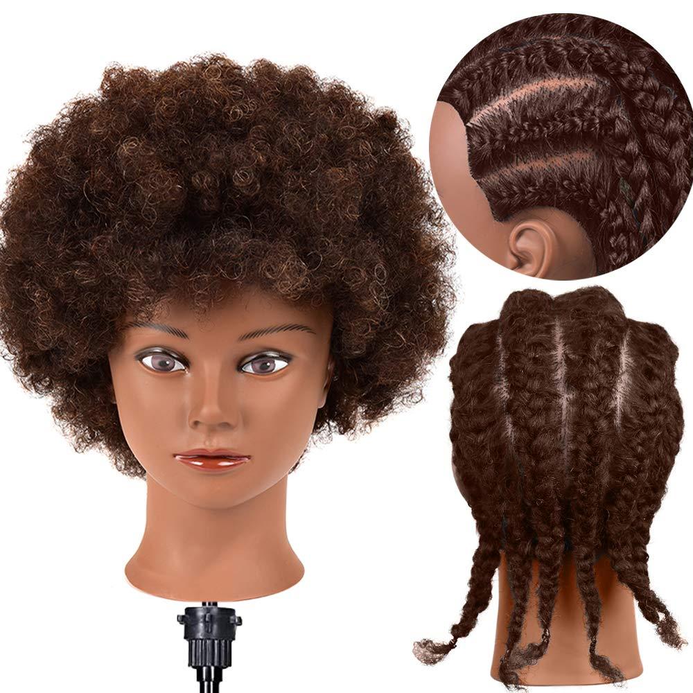  Mannequin Head 100% Human Hair Training Head Afro Hair Manikin  Head Manikin Head for Braiding Practice for Hair Styling Salon Training  Head Cosmetology Braiding Practice Head Hairdresser : Beauty 