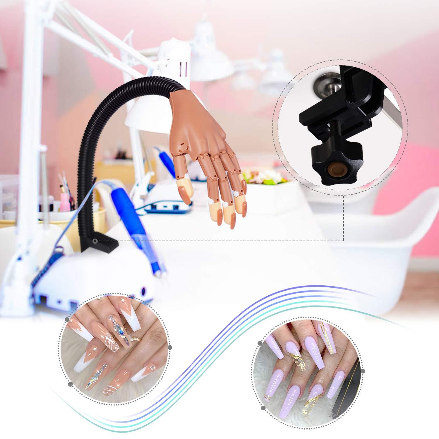 Nail Practice Hand for Acrylic Nails - HoMove Flexible Movable Nail  Training Mannequin Hand Fake Hands to Practice Nail - Best DIY Manicure  Starter Kit with 300…