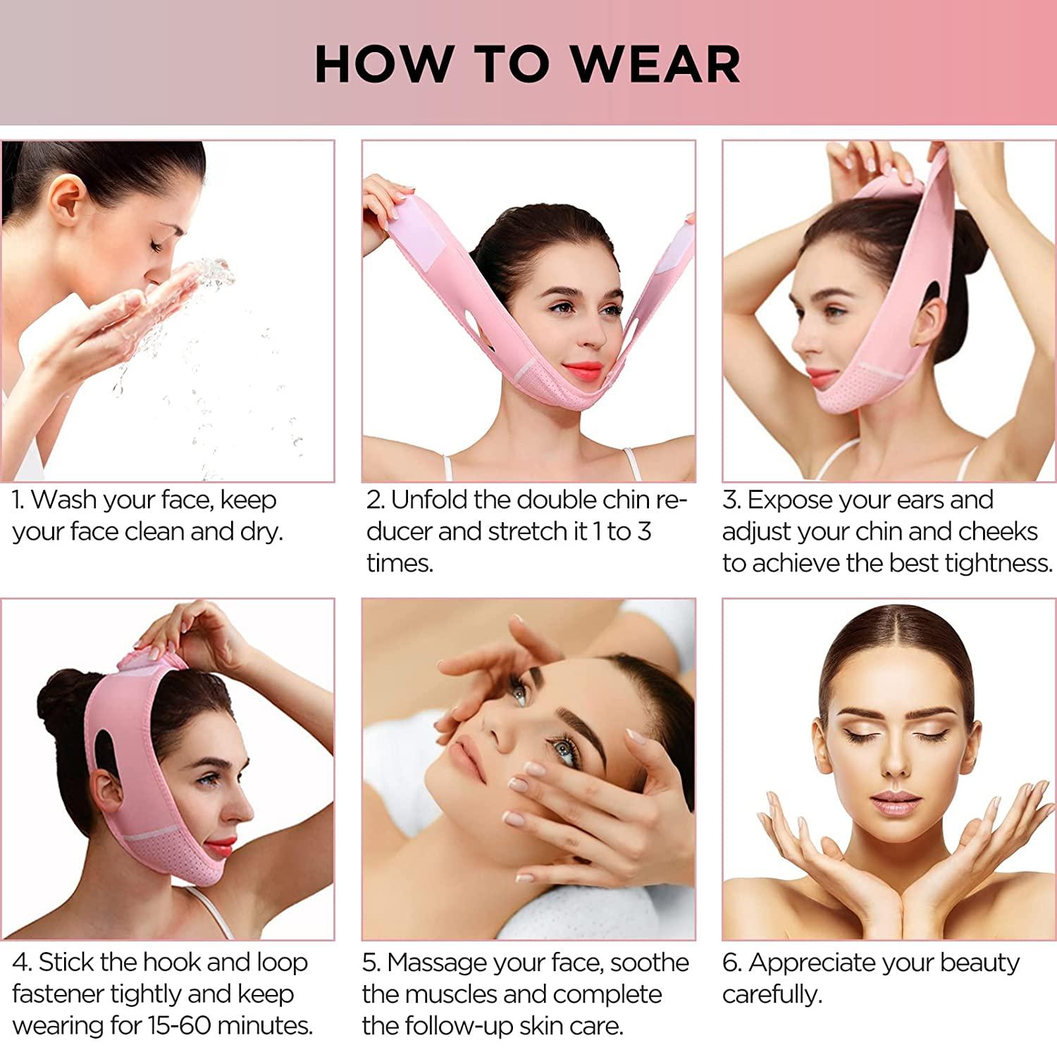 Face Slimming Strap, Reusable V Line Face Shaper, Double Chin Reducer Face  Lifting Bandage, Anti Wrinkle Face Mask for Removing Double Chin,  Tightening Skin Preventing Sagging (Pink) : : Beauty & Personal