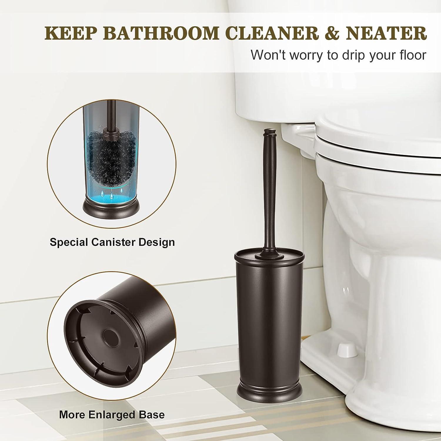 Toilet Bowl Brush Holder Set: Bathroom Deep Cleaning Toilet Cleaner  Scrubber Under Rim with Curved Bristle for Dead Corner Clean - Hidden  Modern Rv