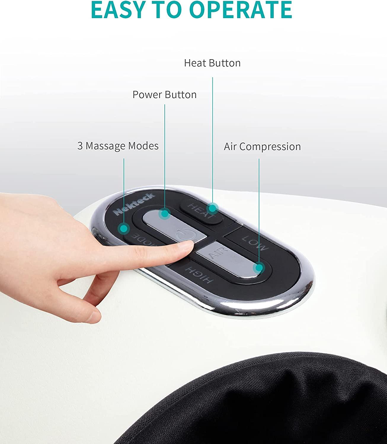 Nekteck Shiatsu Foot Massager Machine with Soothing Heat, Deep Kneading  Therapy, Air Compression, Improve Blood Circulation