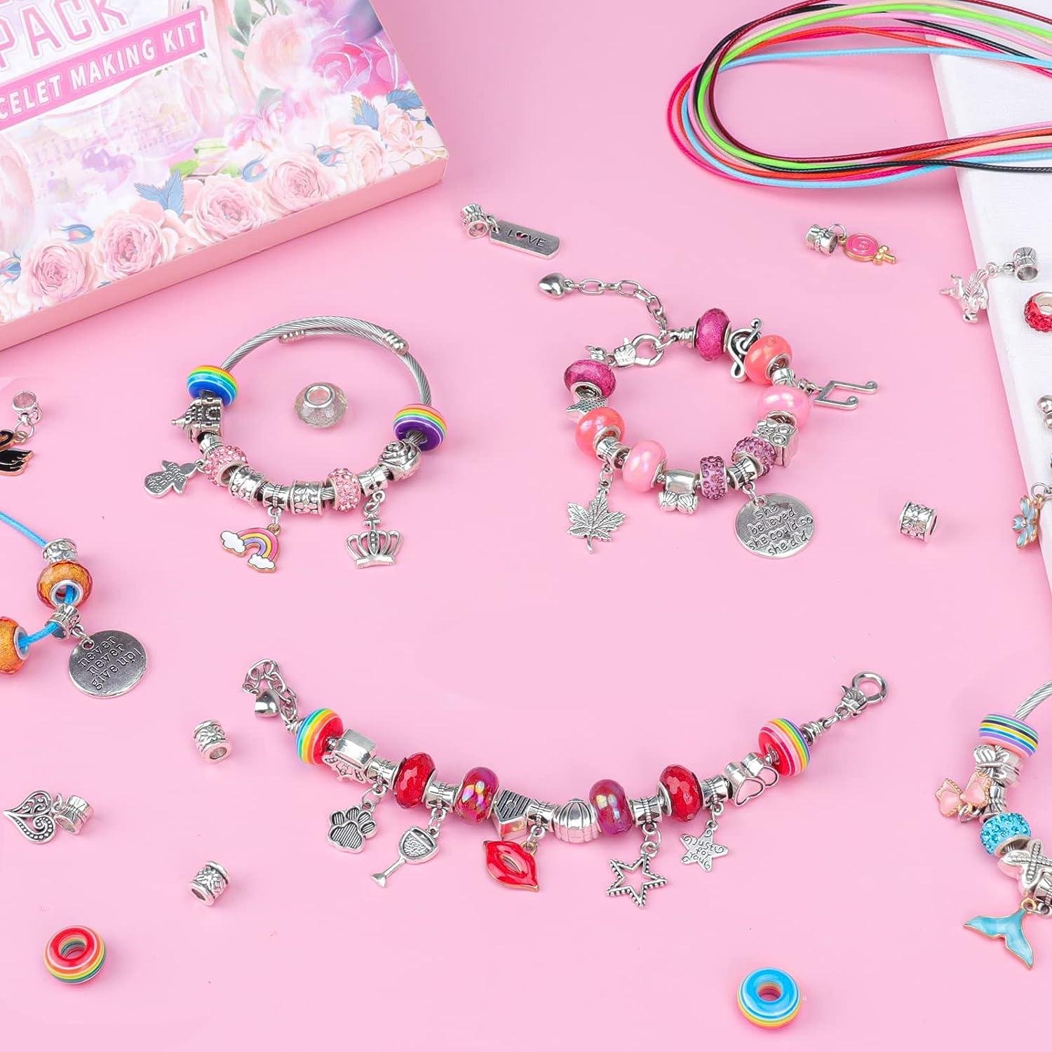 Charm Bracelet Making Kit Jewelry Making Beads Star Pink Gift Box