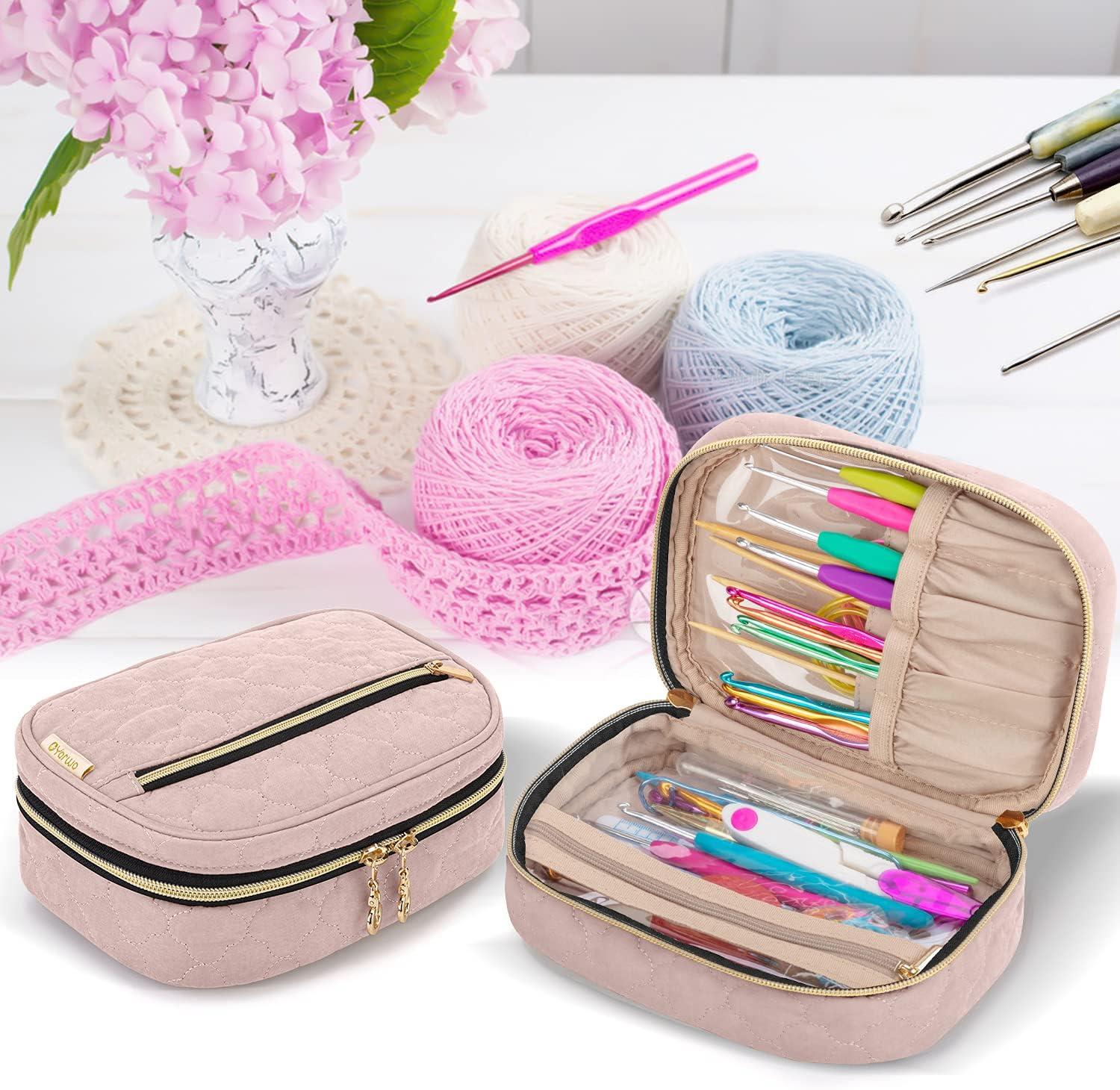  Yarwo Knitting Needles Case (up to 10.6), Crochet Hooks  Organizer with Double Handle for Circular Knitting Needles and Knitting  Accessories, Dusty Rose (Bag Only) : Arts, Crafts & Sewing