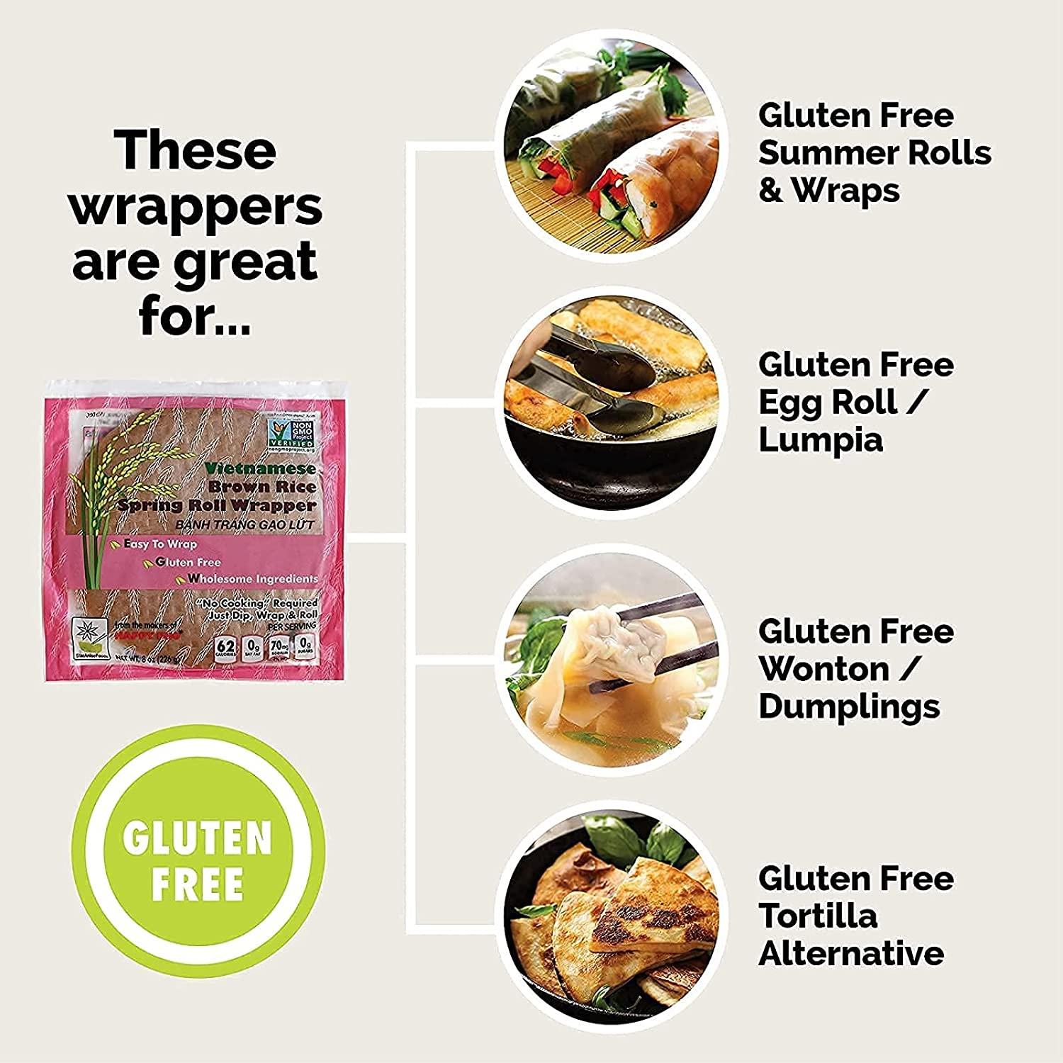 Star Anise Foods Gluten Free Rice Paper Wrappers for Spring Rolls, Egg Roll  Wrappers, Wonton Wrappers, 135 Wrappers / 48 Oz, 8 Oz. Per Bag, Pack of