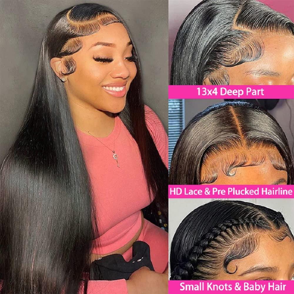 22inch Lace Front Wigs Human Hair Straight Human Hair 13x4 Lace Frontal  Wigs For Black Women With Baby Hair 180% Density Transparent Brazilian  Virgin