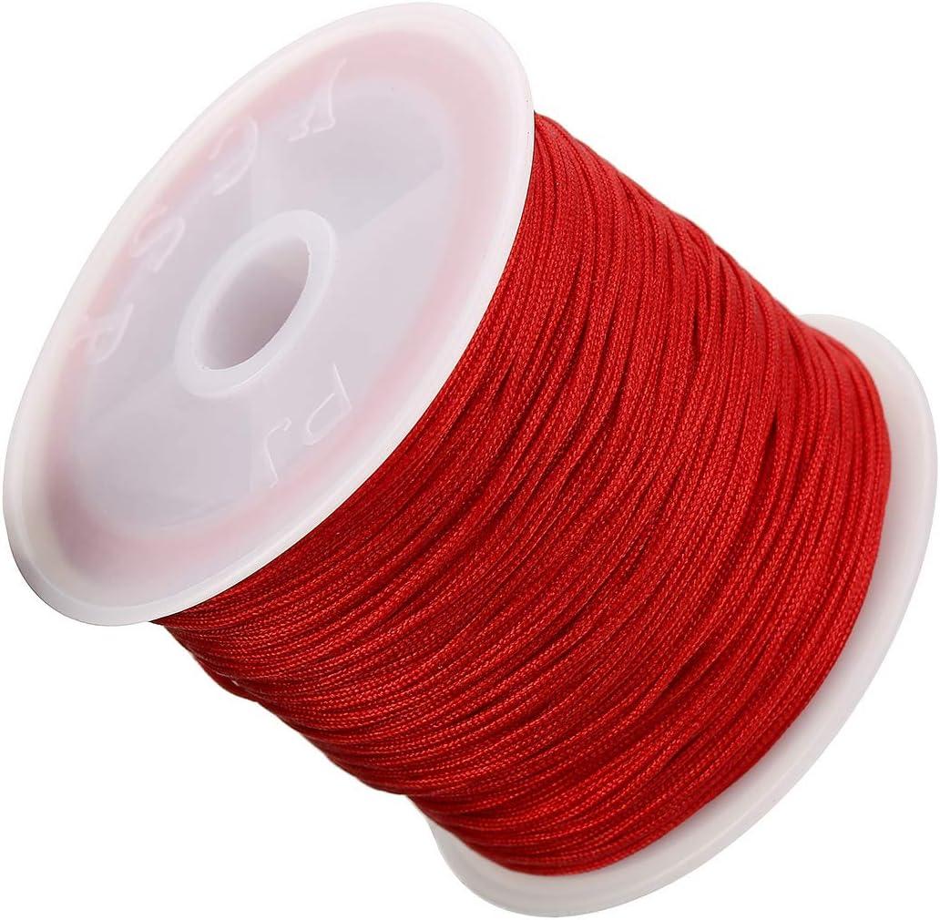 0.8mm Nylon Cord, Thread Chinese Knot Macrame Rattail Bracelet Braided  String (Red)
