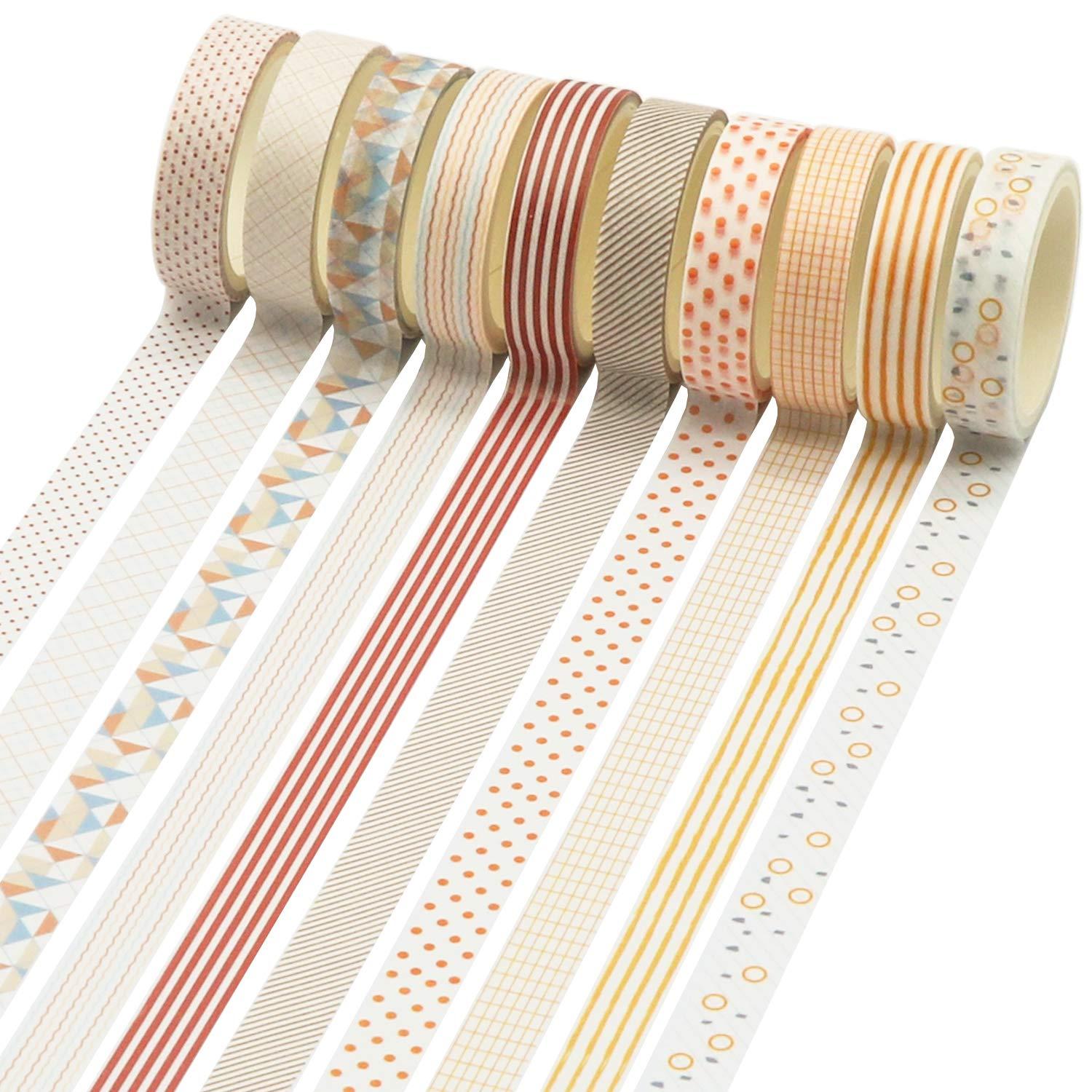 5 Rolls/Set Tape Stylish Bright-coloRed Washi Exquisite Wide Application  Scrapbooking Tape for Handicraft Brown Washi 