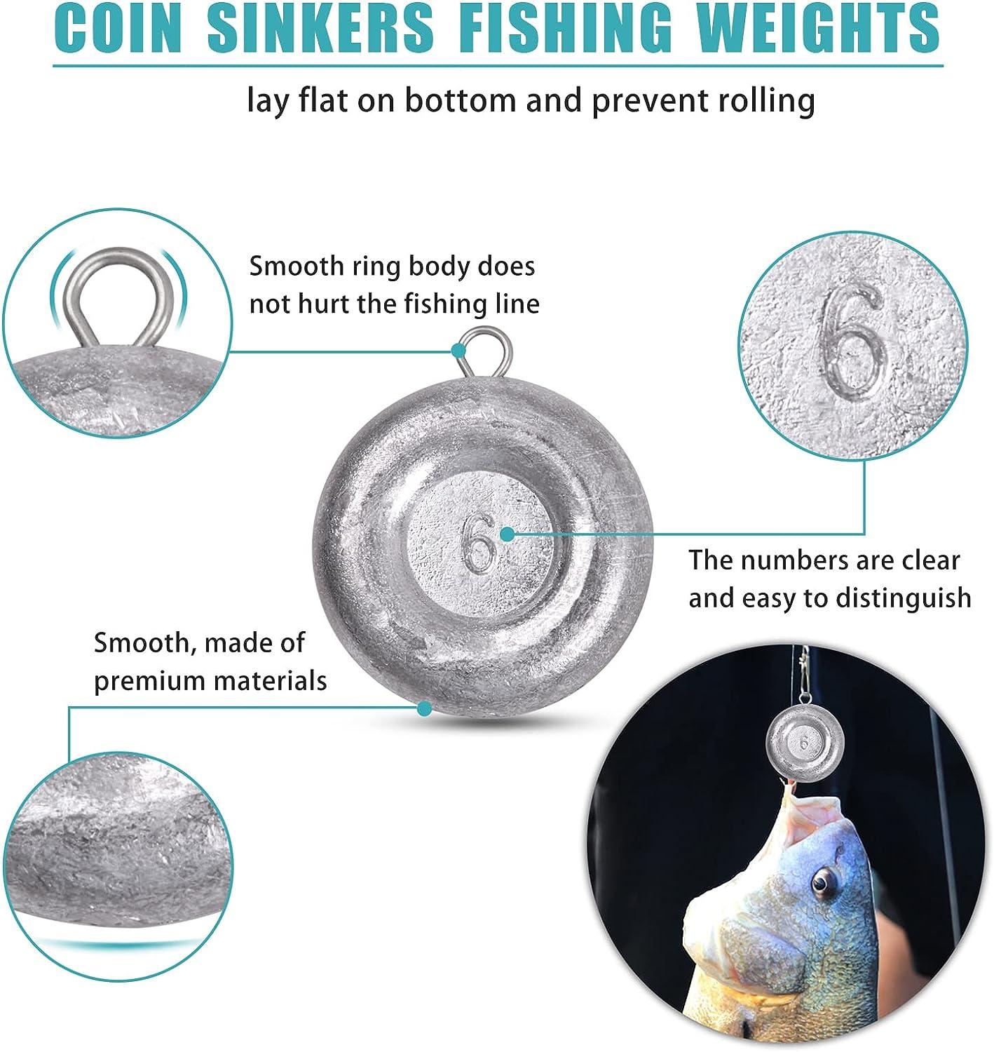 Dr.Fish 10 Pack Fishing Coin Sinkers Disc Sinker Fishing Lead Weights Surf  Fishing Catfishing Sea Channel River Fishing, 2oz : : Sports &  Outdoors