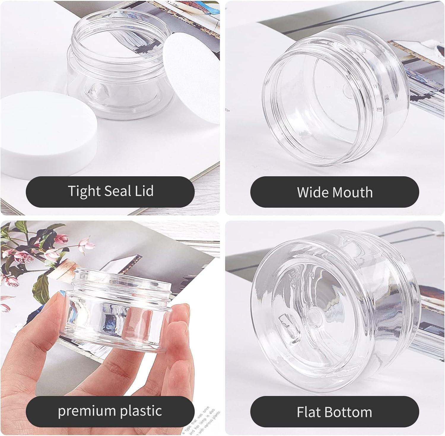 24 Pack Clear Plastic Round Storage Jars Wide-Mouth Plastic Containers Jars  with Lids for Storage