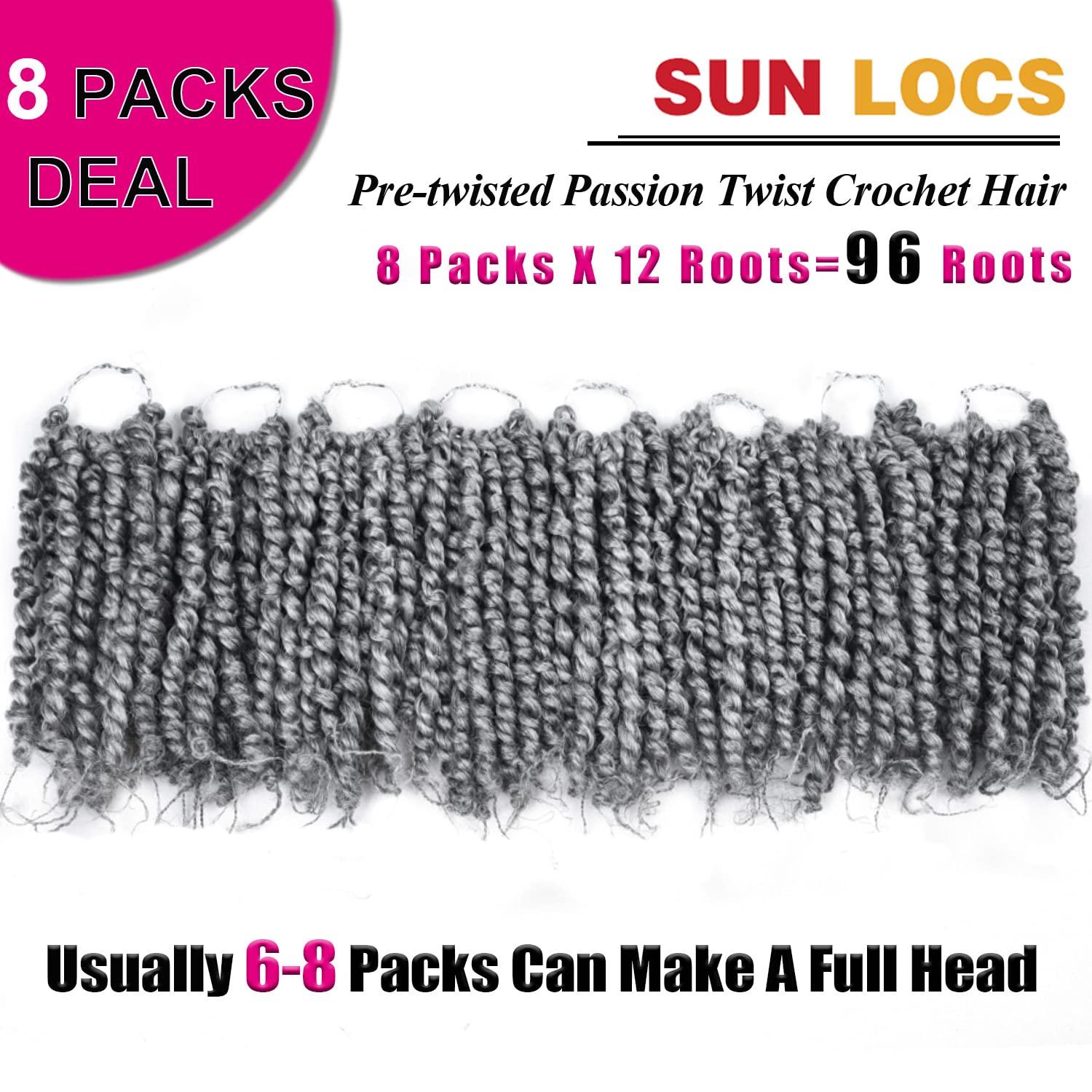 8 Packs Pre-twisted Passion Twist Crochet Hair for Black Women, 8
