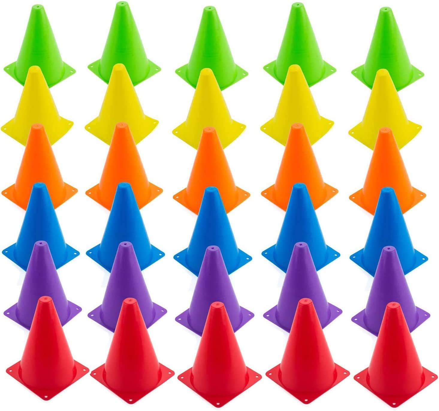 Juvale Indoor Outdoor Agility Mini Sports Cones for Kids (50 Pack) Assorted  Colors