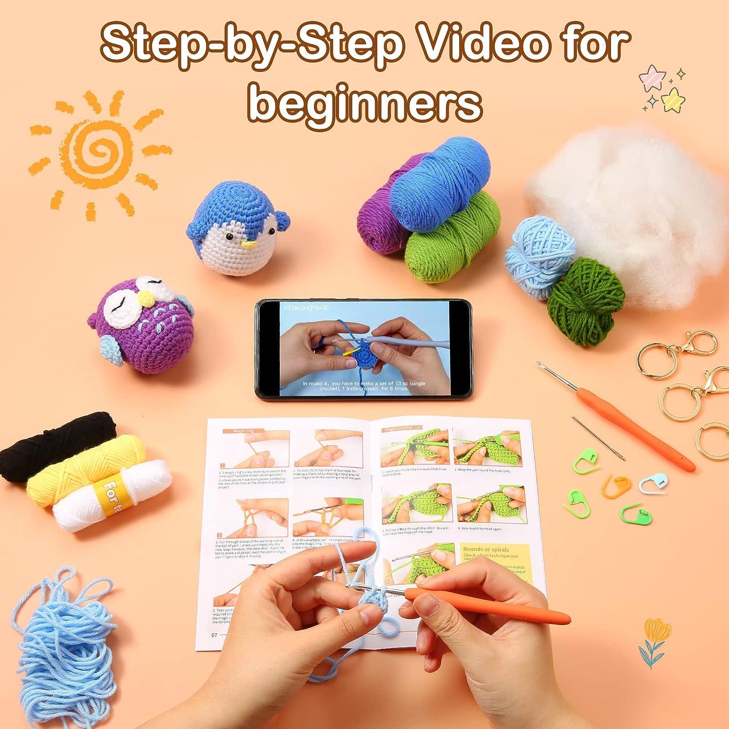 Set Of 3 Crochet Kit For Beginners With Step-by-step Video Tutorials Crochet  Animal Kit For Kid And