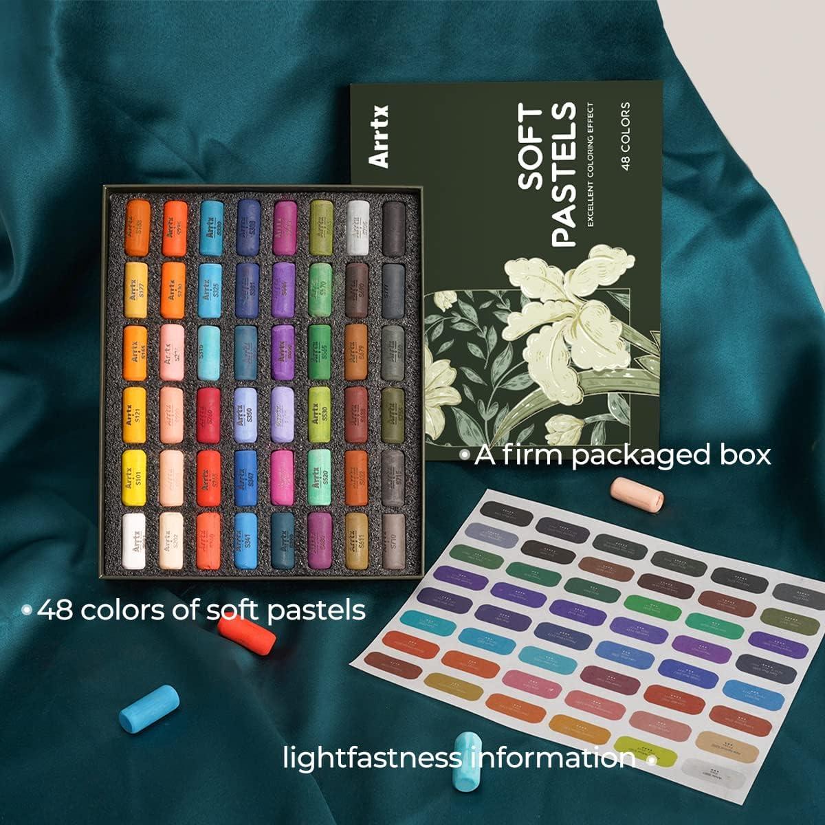 Arrtx Soft Pastels Art Supplies, 48 Assorted Colors Chalk Pastels Creamy  Soft and High Adhesion for Artist Beginners Traditional Art Creation