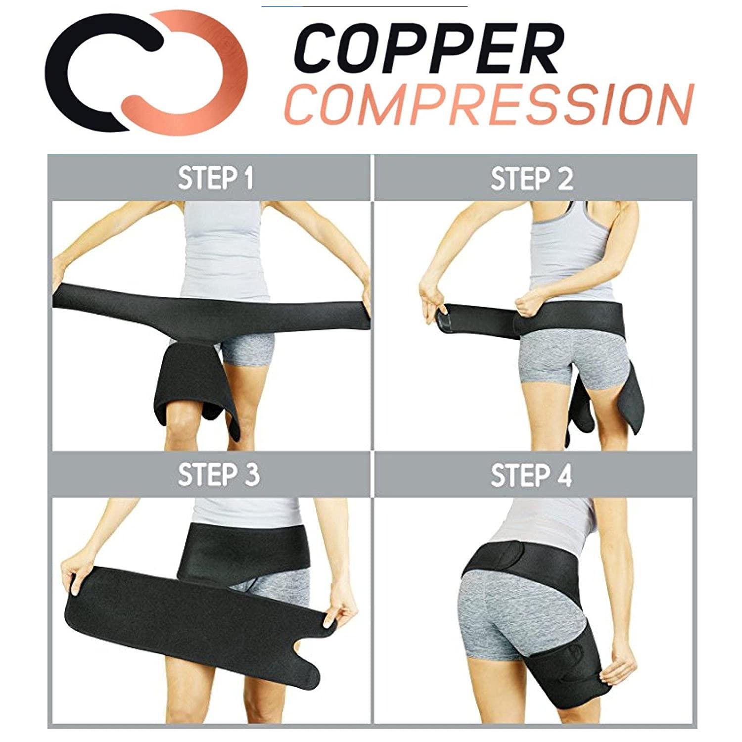 Copper Compression Hip Brace Sciatica - Groin Wrap for Pain Relief Thigh  Compression Sleeve - Support for Hip