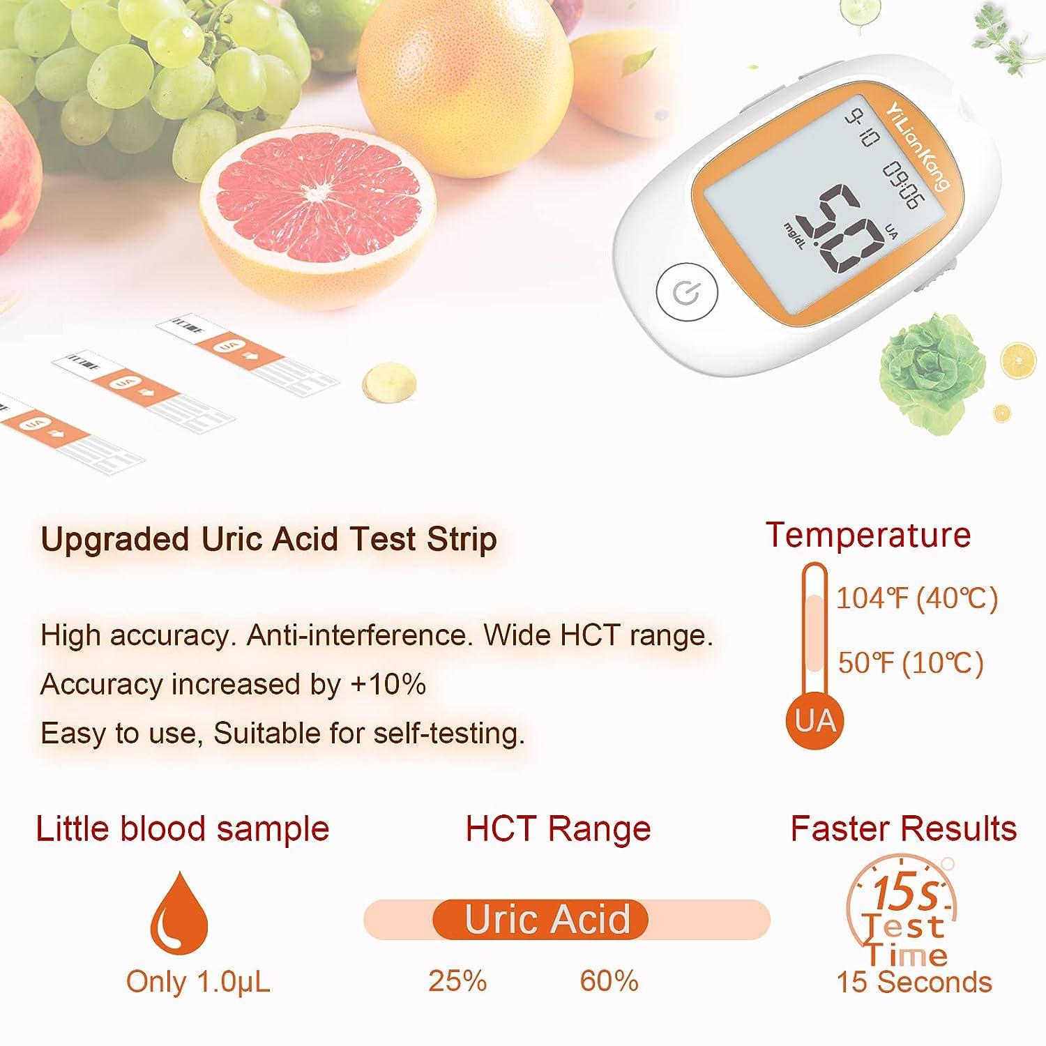 Uric Acid Test Kit Uric Acid Monitor 25Pcs Uric Acid Test Strips Lancets  Home Uric Acid Meter Get results fast mg/dl Uric Acid Meter Test Kit