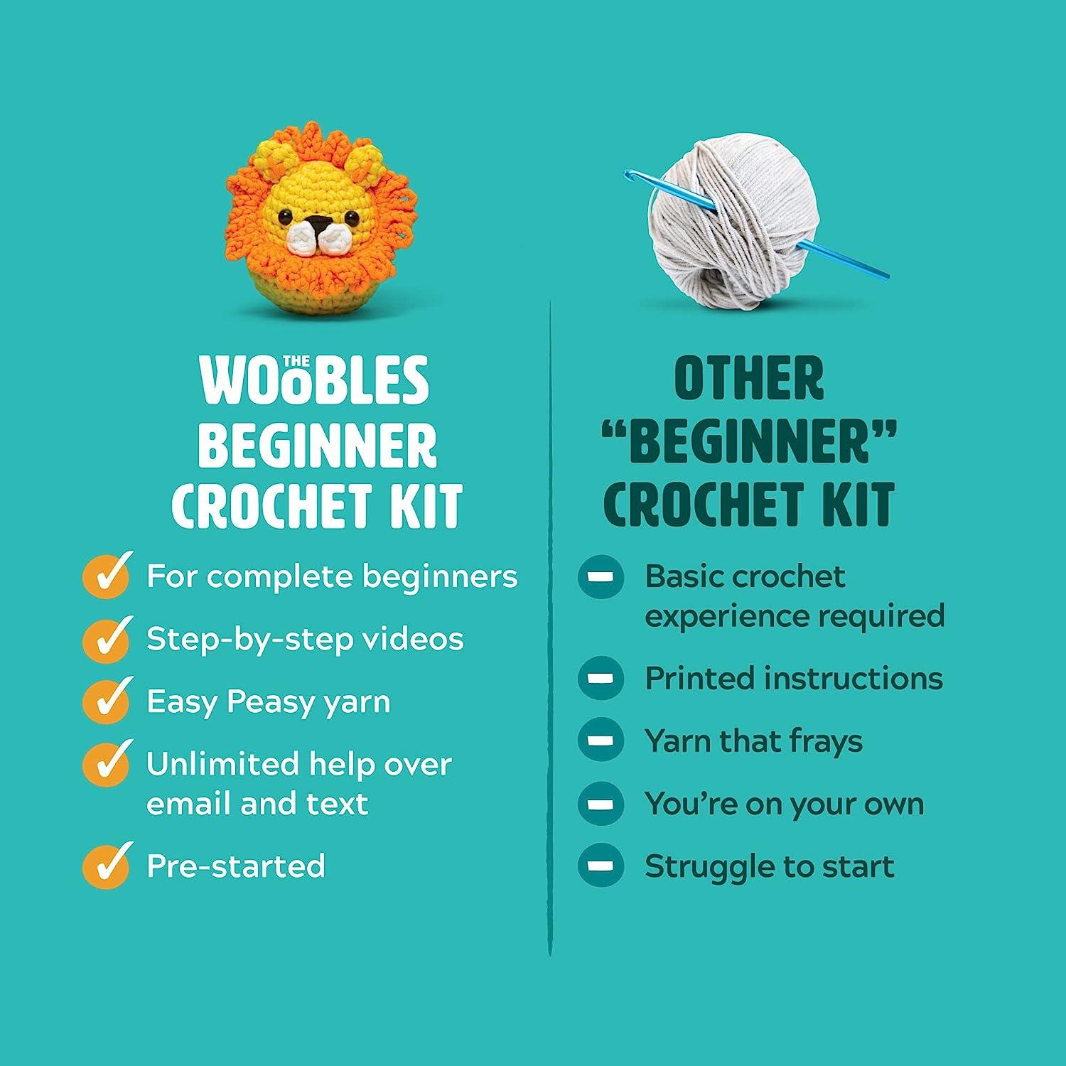 The Woobles Beginners Crochet Kit with Easy Peasy Yarn, Crochet Kit for  Complete Beginners with Step-by-Step Video Tutorials, Pierre The Penguin :  : Casa