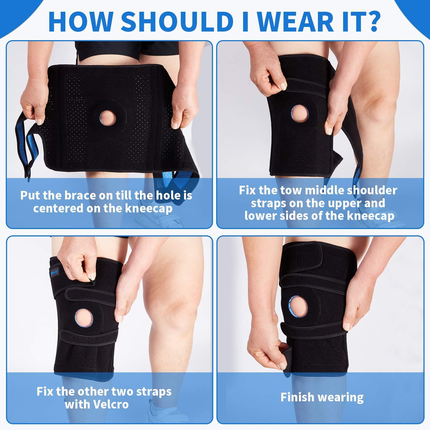 Nvorliy Plus Size Adjustable Knee Brace - Lengthened and Widened Design,  Extra Large Open Patella Knee Support for Running, Sports, Arthritis, ACL,  LCL, MCL, Pain Relief, Fit Women & Men (3XL/4XL, Black)