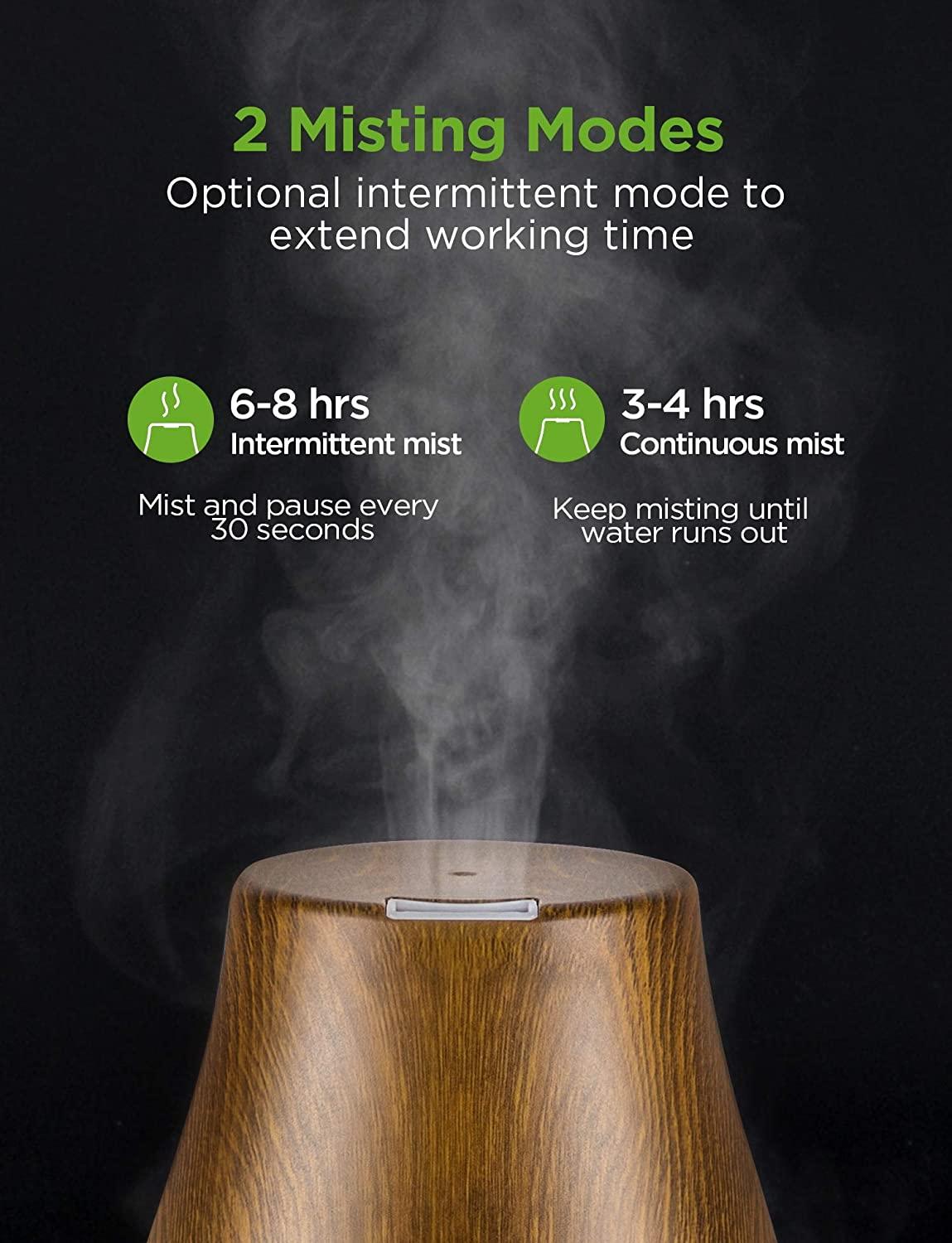 InnoGear Essential Oil Diffusers, 400ml Aromatherapy Diffuser for Essential  Oils Cool Mist Humidifier with 4 Timer Adjustable Mist Waterless Auto-Off