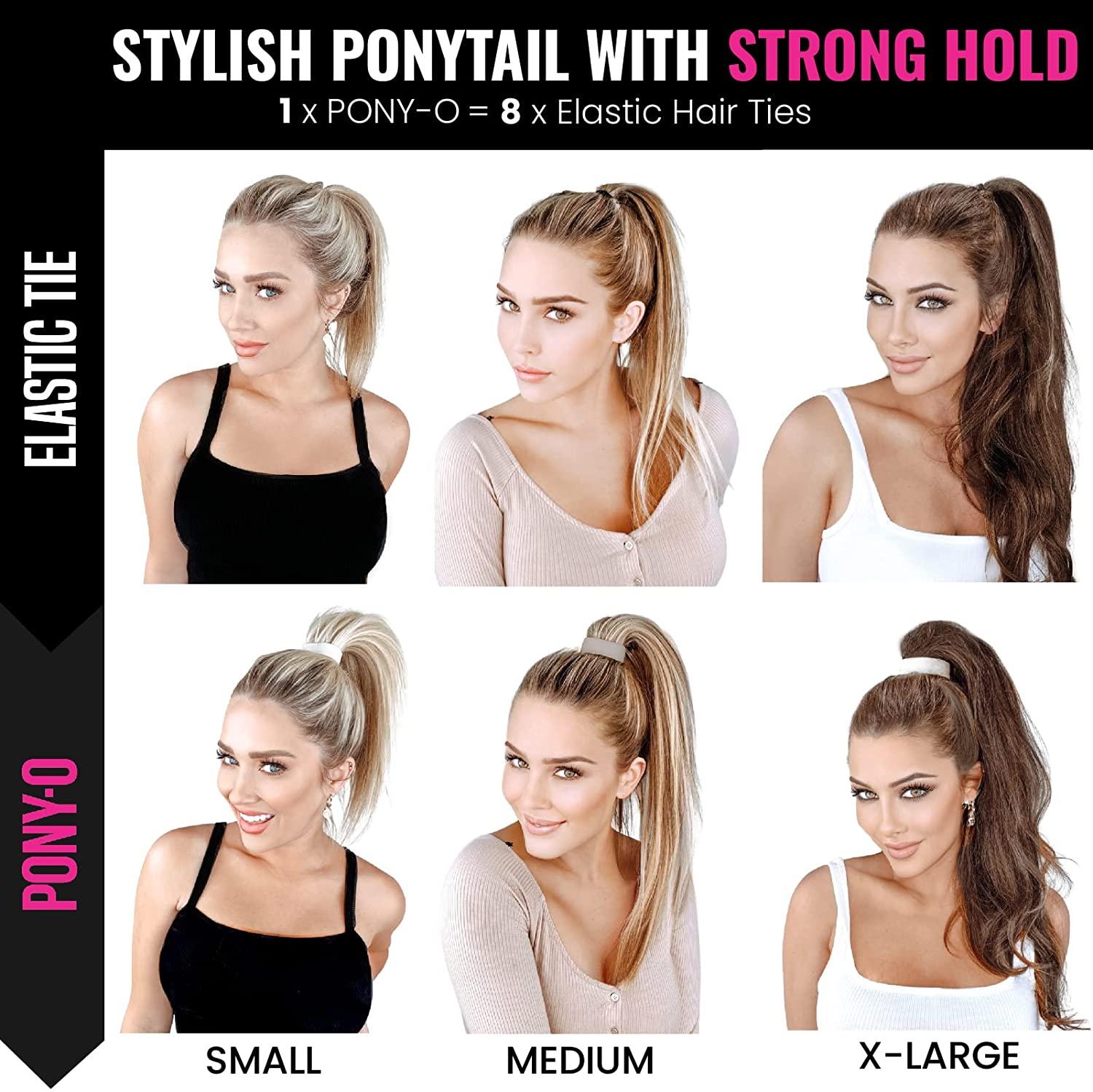 PONY-O 4 Pack Original Hair Tie Alternative - Revolutionary Ponytail Holder  Hair Accessories for Women - Medium Size PONY-O for Normal Hair - Black