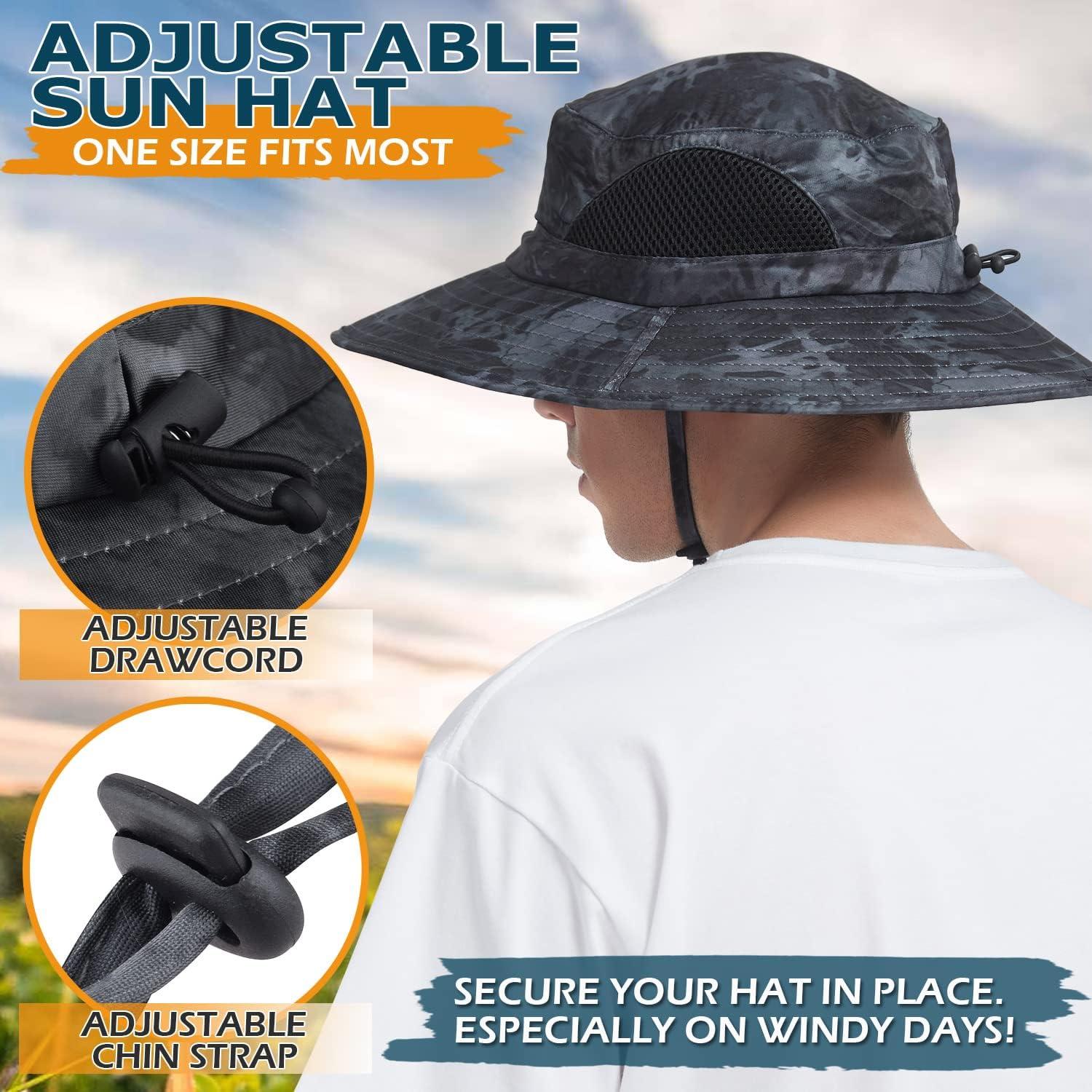 EINSKEY Sun Hat for Men/Women, Waterproof Wide Brim Bucket Hat Foldable  Boonie Hat for Fishing Hiking Garden Safari Beach 05 Dark Grey (Camo) One  Size