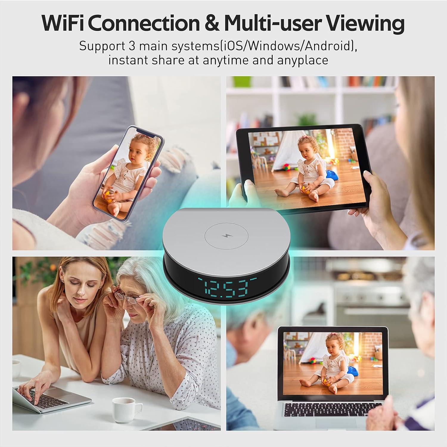 LIZVIE Charger with 15W Fast Wireless Charging Smart Camera APP
