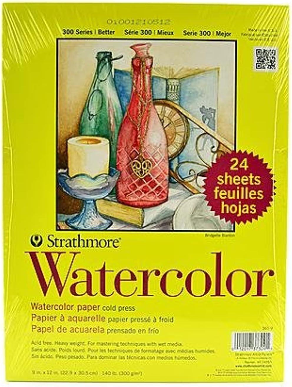 Strathmore 300 Series Watercolor Paper Pad, 9x12 inches, 24 Sheets  (140lb/300g) - Artist Paper for Adults and Students - Watercolors, Mixed  Media, Markers and Art Journaling 9x12 Sheet Pack Paper Pad
