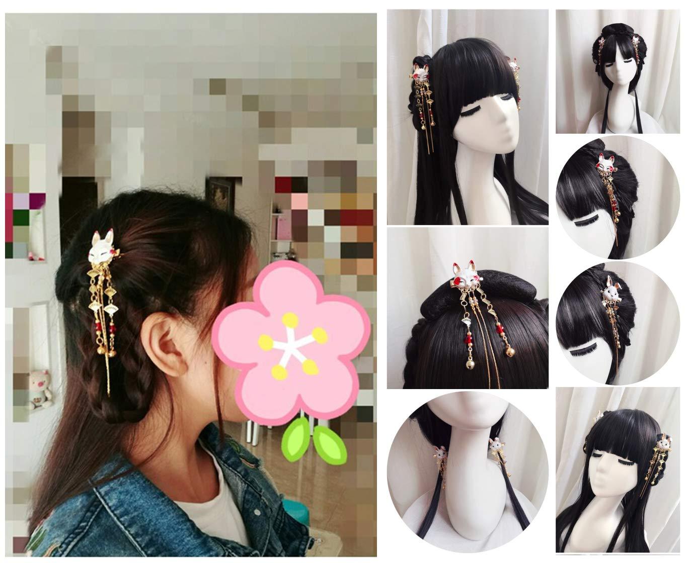 Fox Rabbit Hairpin Tassels Hair Clip Cosplay for Kimono Hanfu Handwork XB  Sa hair accessories cute girl Daily Cos Props New - AliExpress